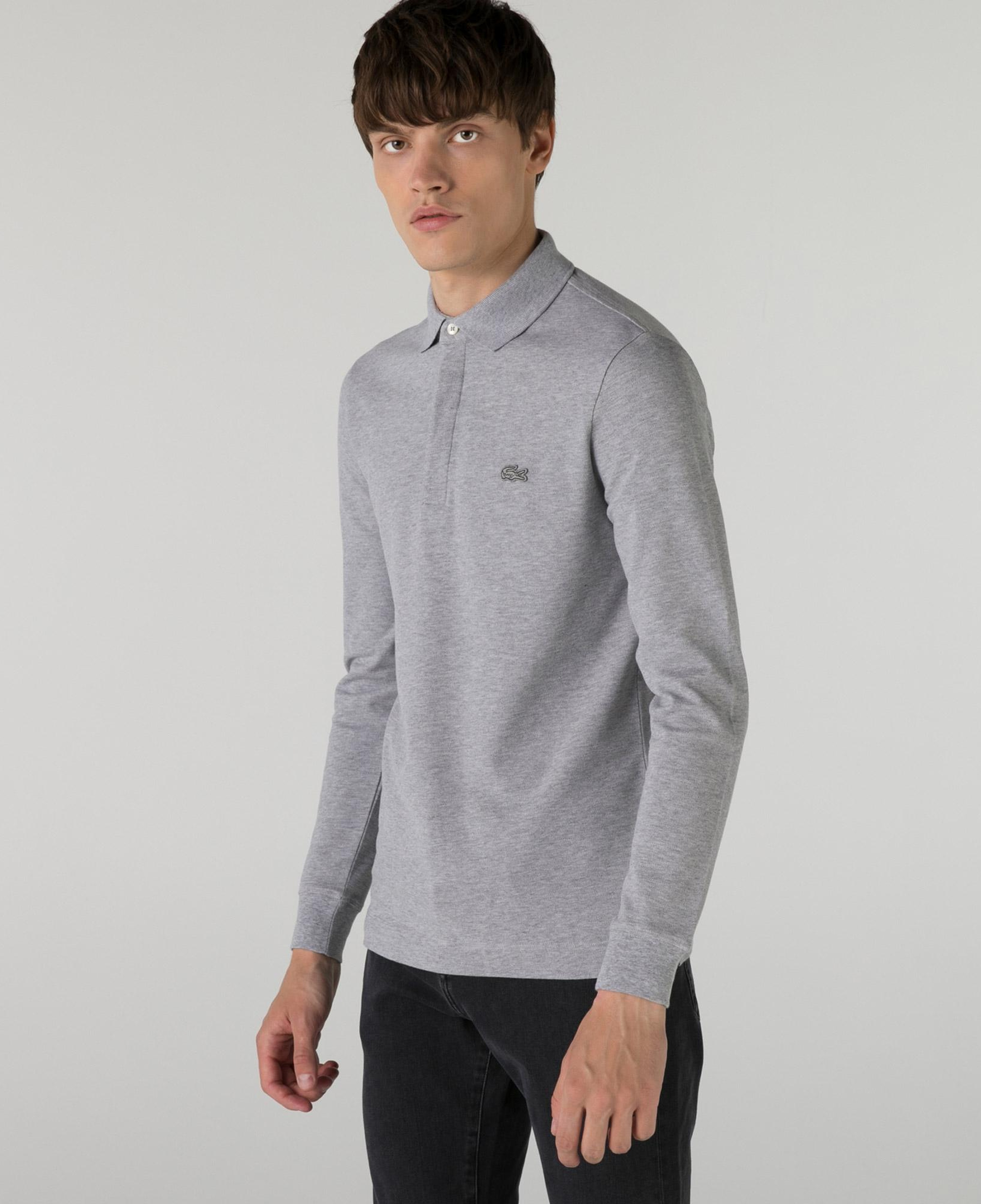 Erkek Regular Fit Uzun Kollu Gri Paris Polo