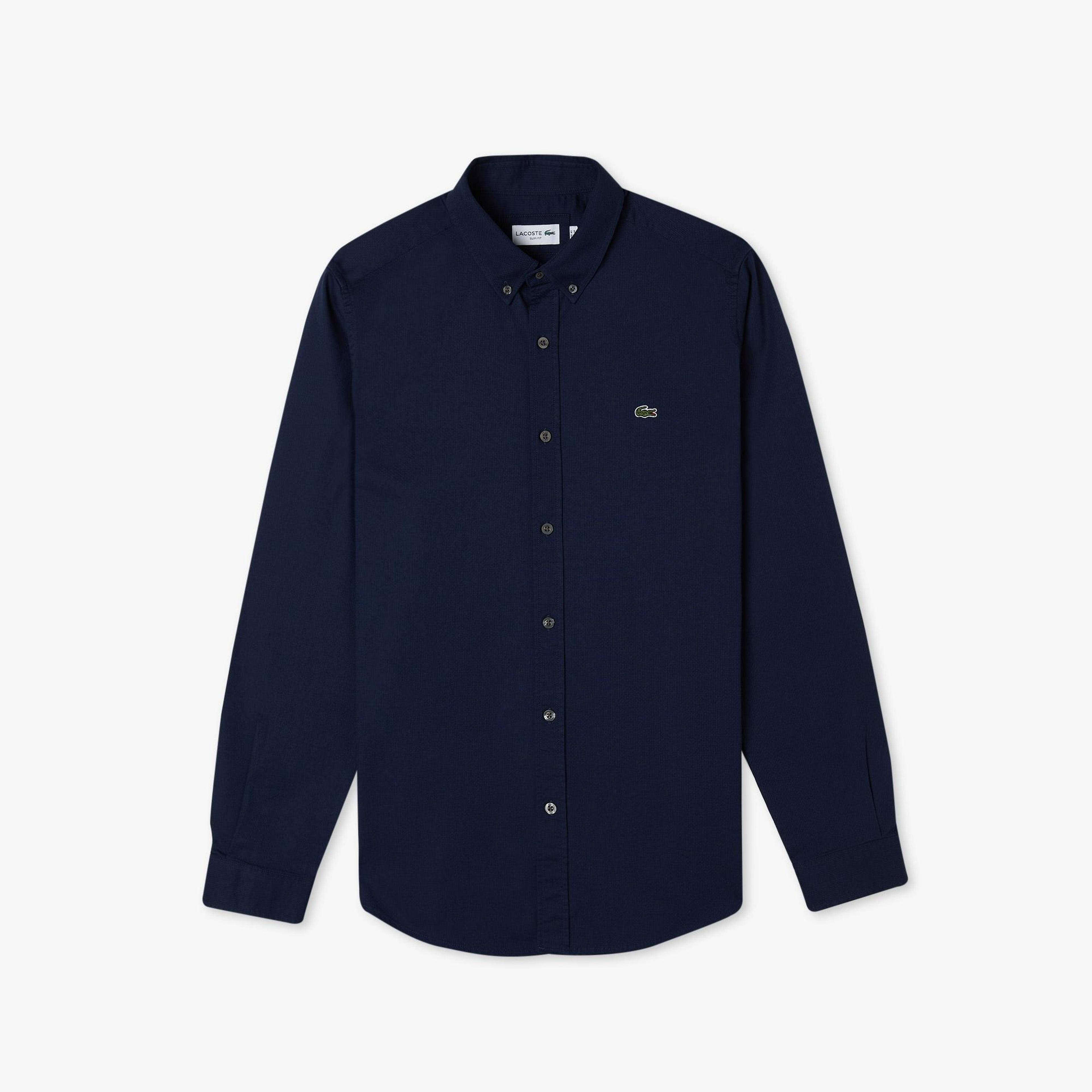 Lacoste Erkek Slim Fit Düğmeli Yaka Lacivert Gömlek