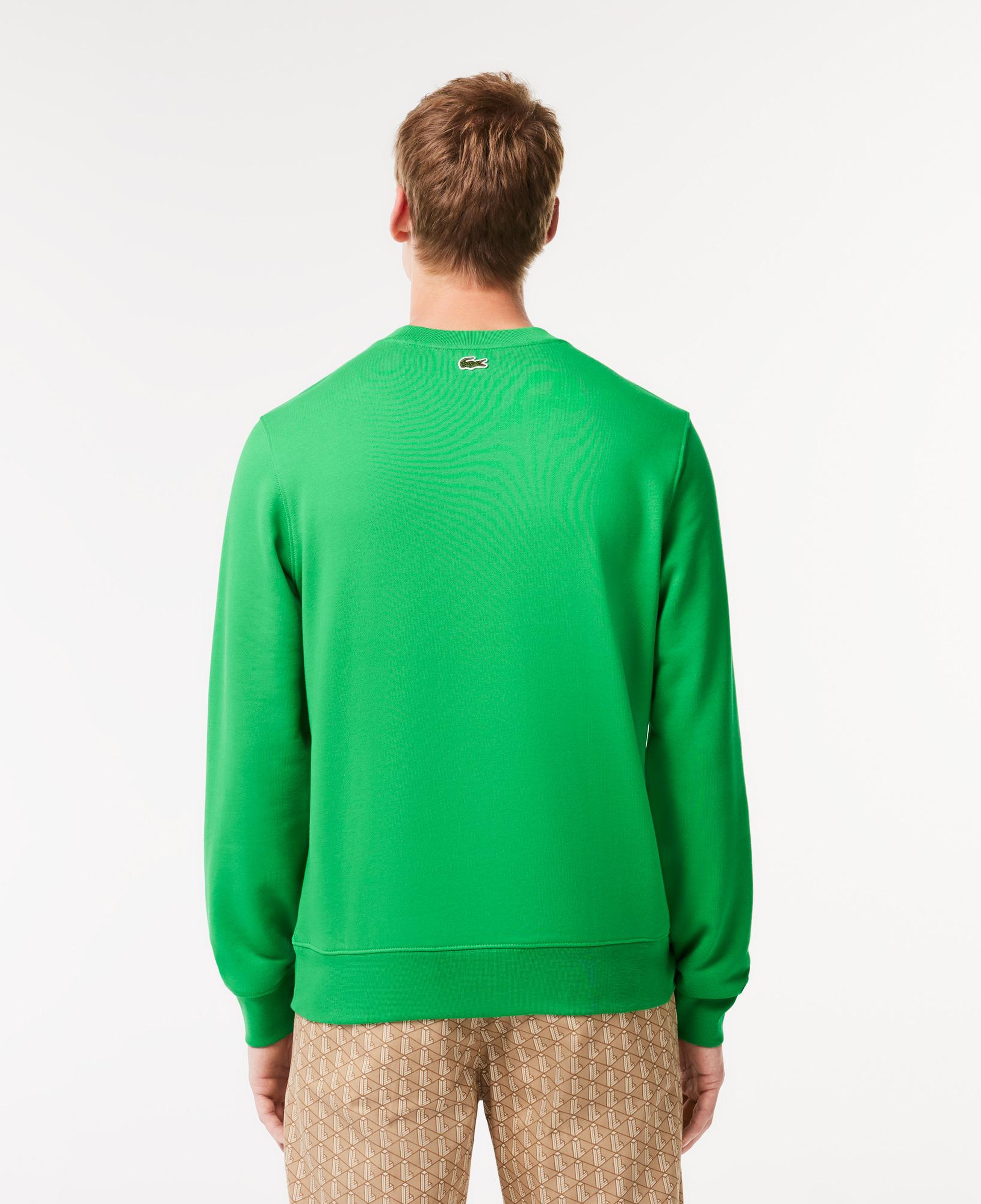 Erkek Classic Fit Bisiklet Yaka Baskılı Yeşil Sweatshirt