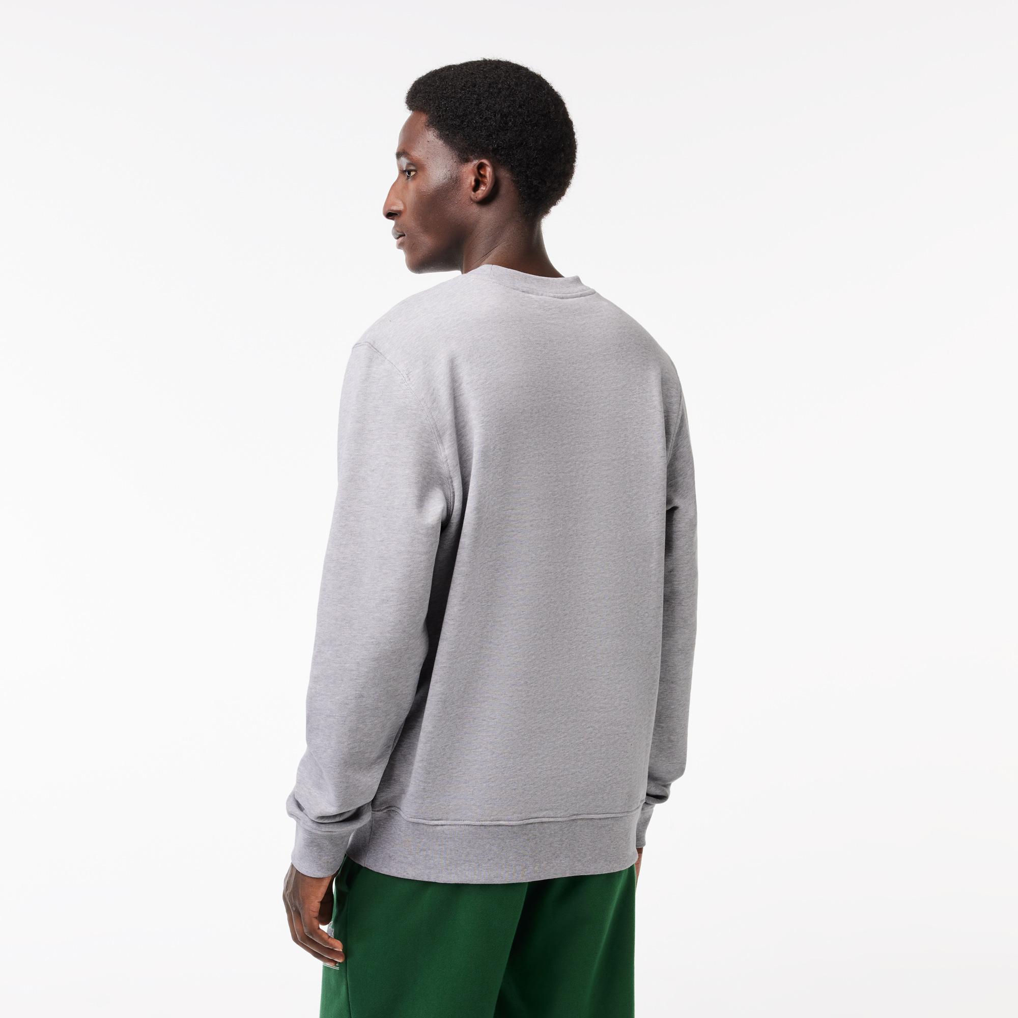 Erkek Classic Fit Bisiklet Yaka Baskılı Gri Sweatshirt