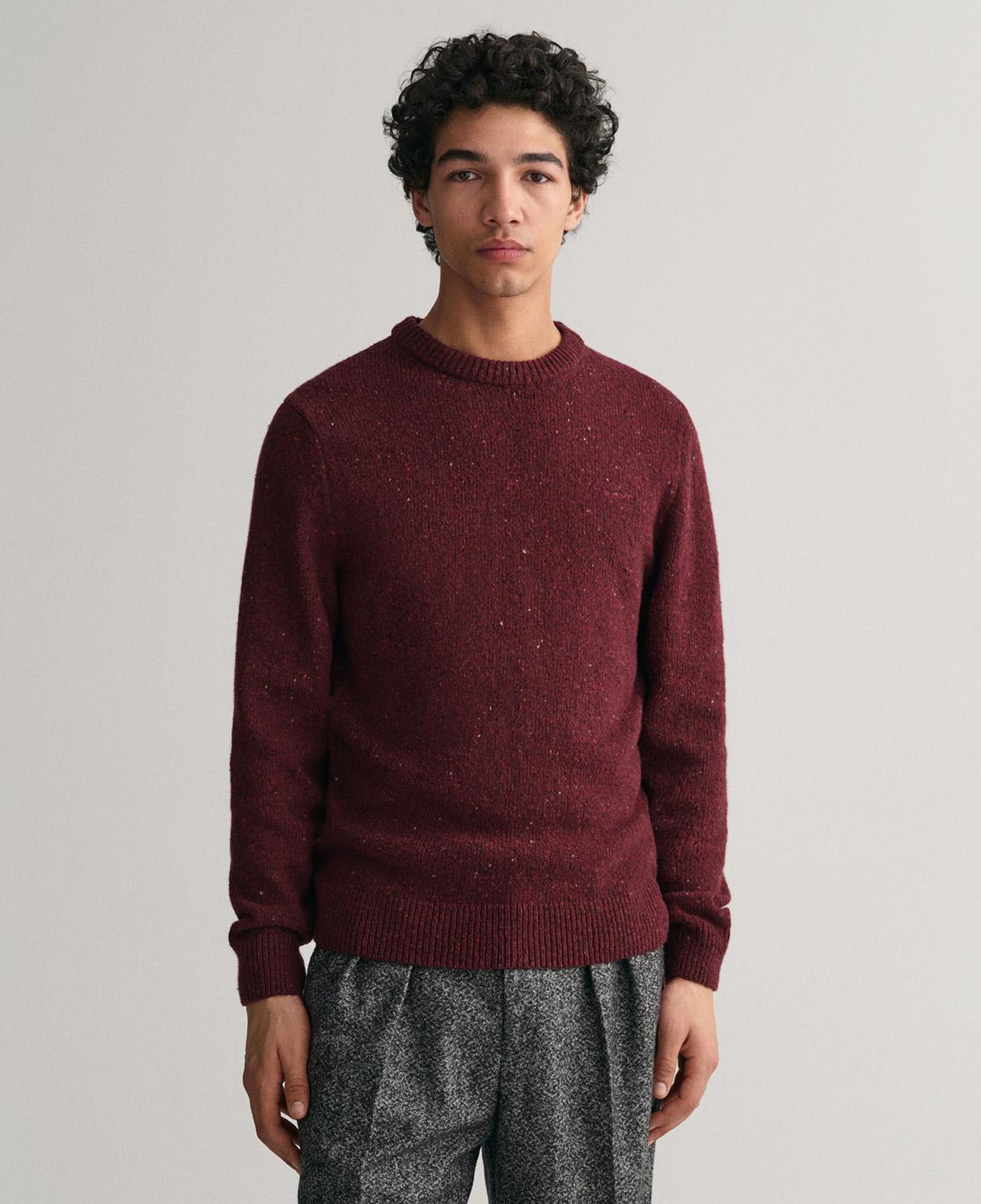 GANT Erkek Bordo Regular Fit Bisiklet Yaka Yünlü Kazak