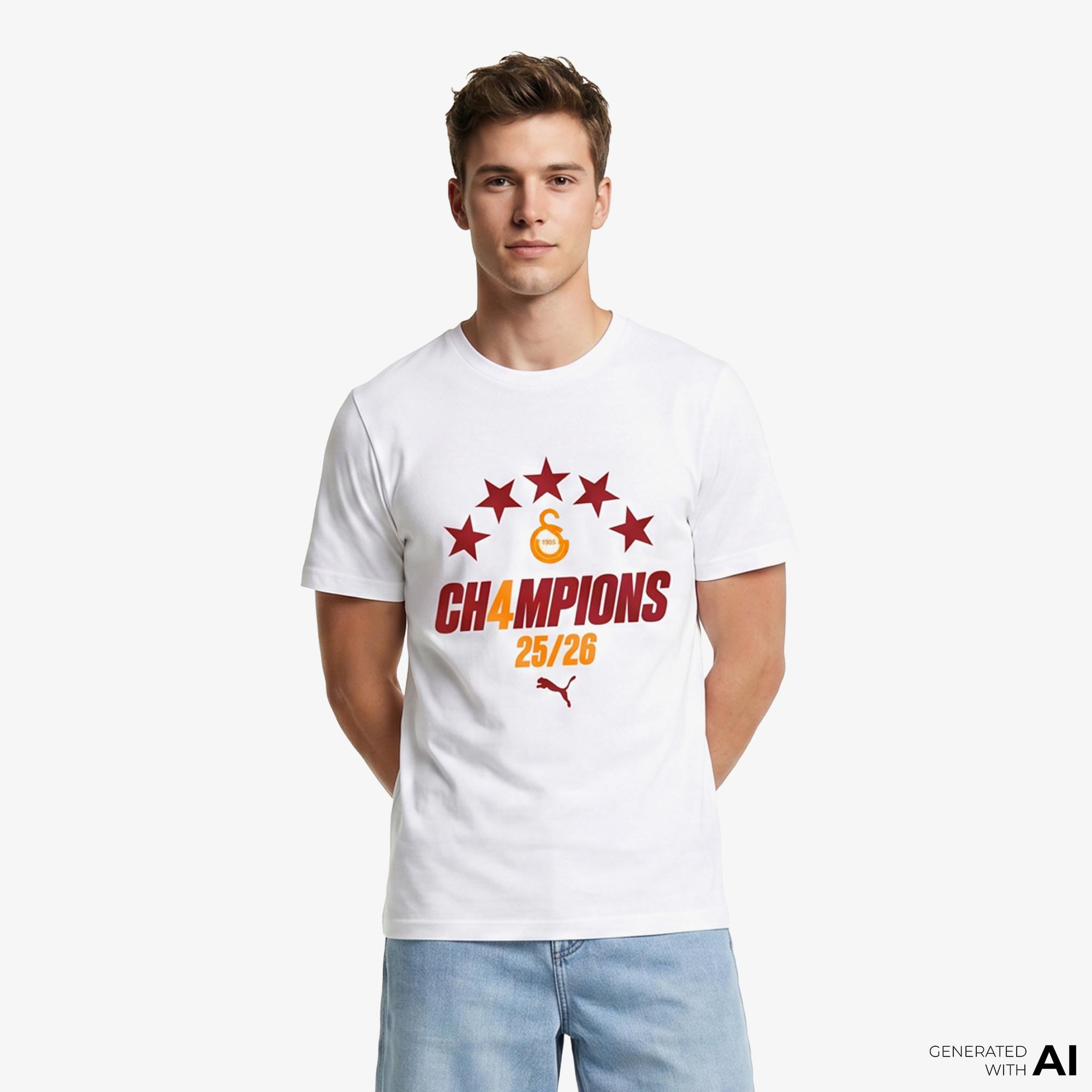 Nike Galatasaray 2025/2026 Sezon Şampiyonu Erkek Beyaz T-Shirt