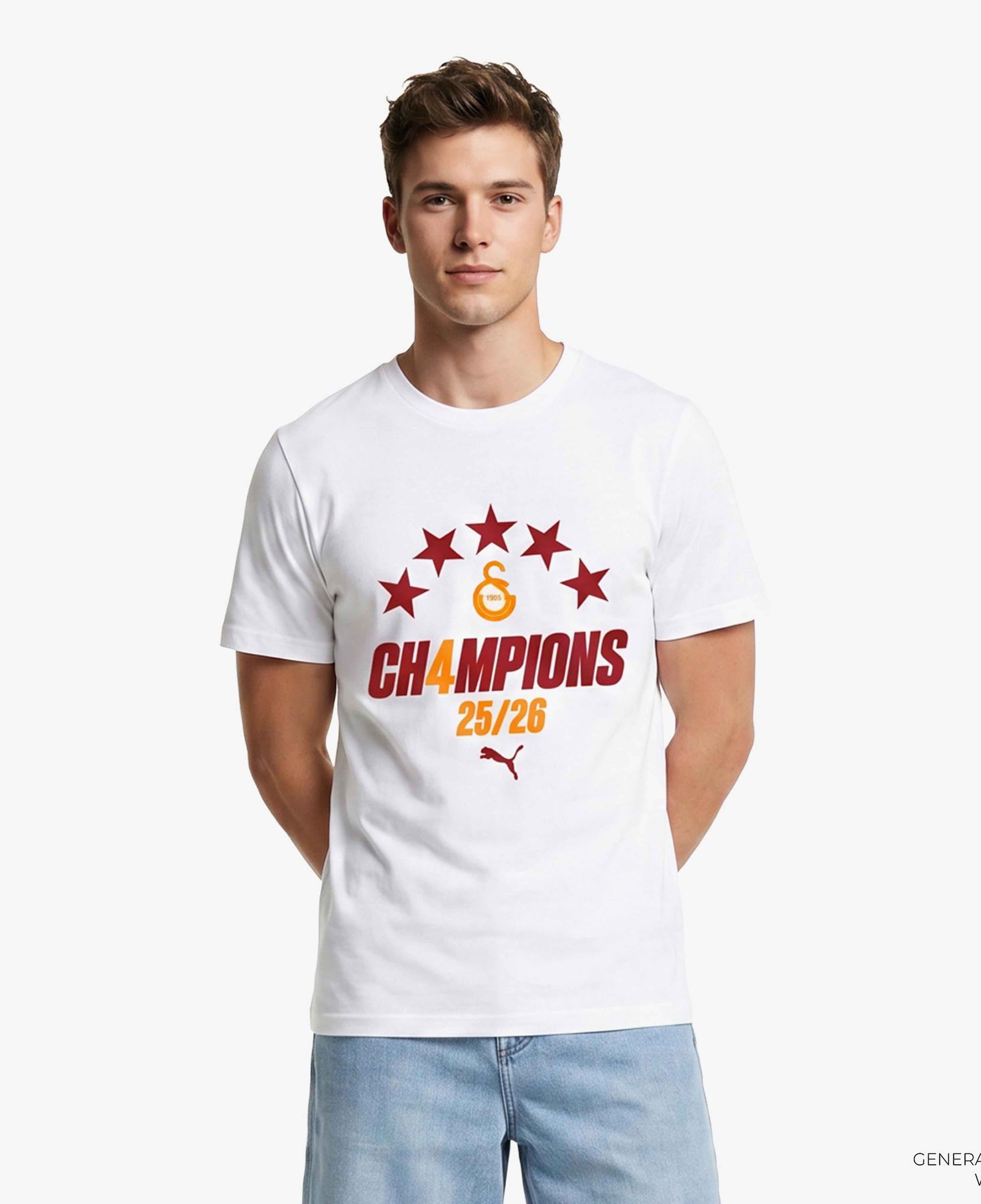 Nike Galatasaray 2025/2026 Sezon Şampiyonu Erkek Beyaz T-Shirt