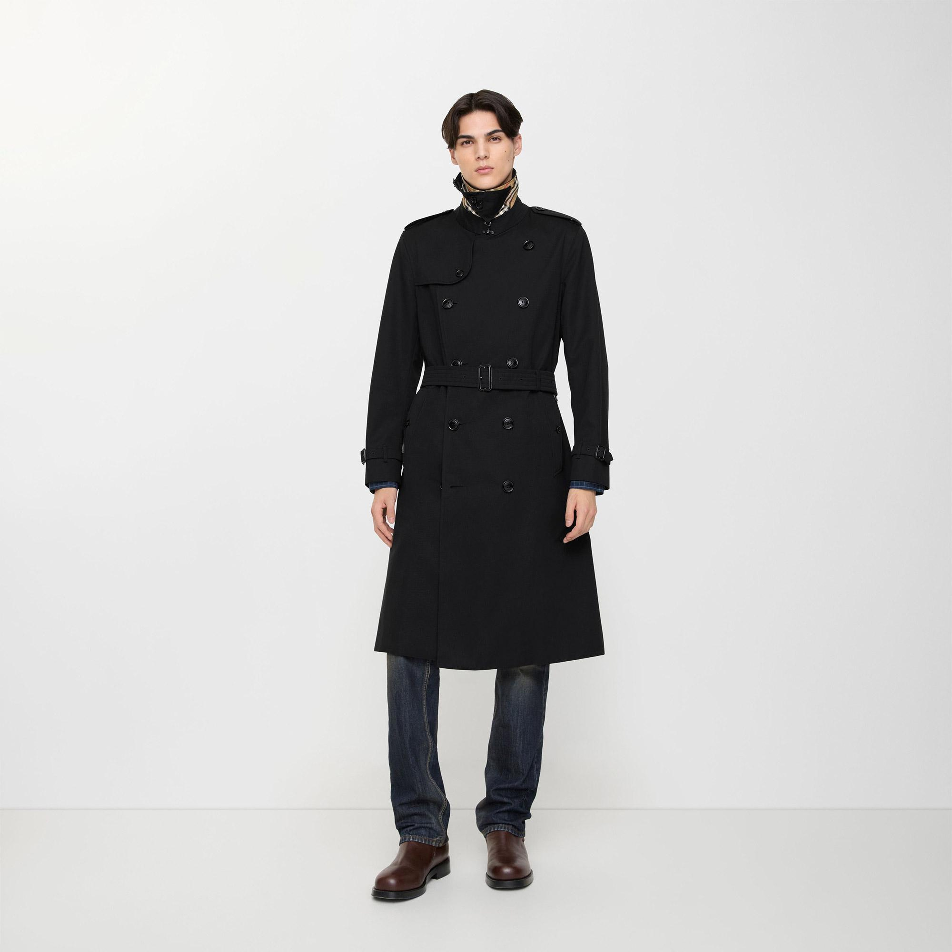 Burberry Long Kensington Heritage Erkek Siyah Trençkot