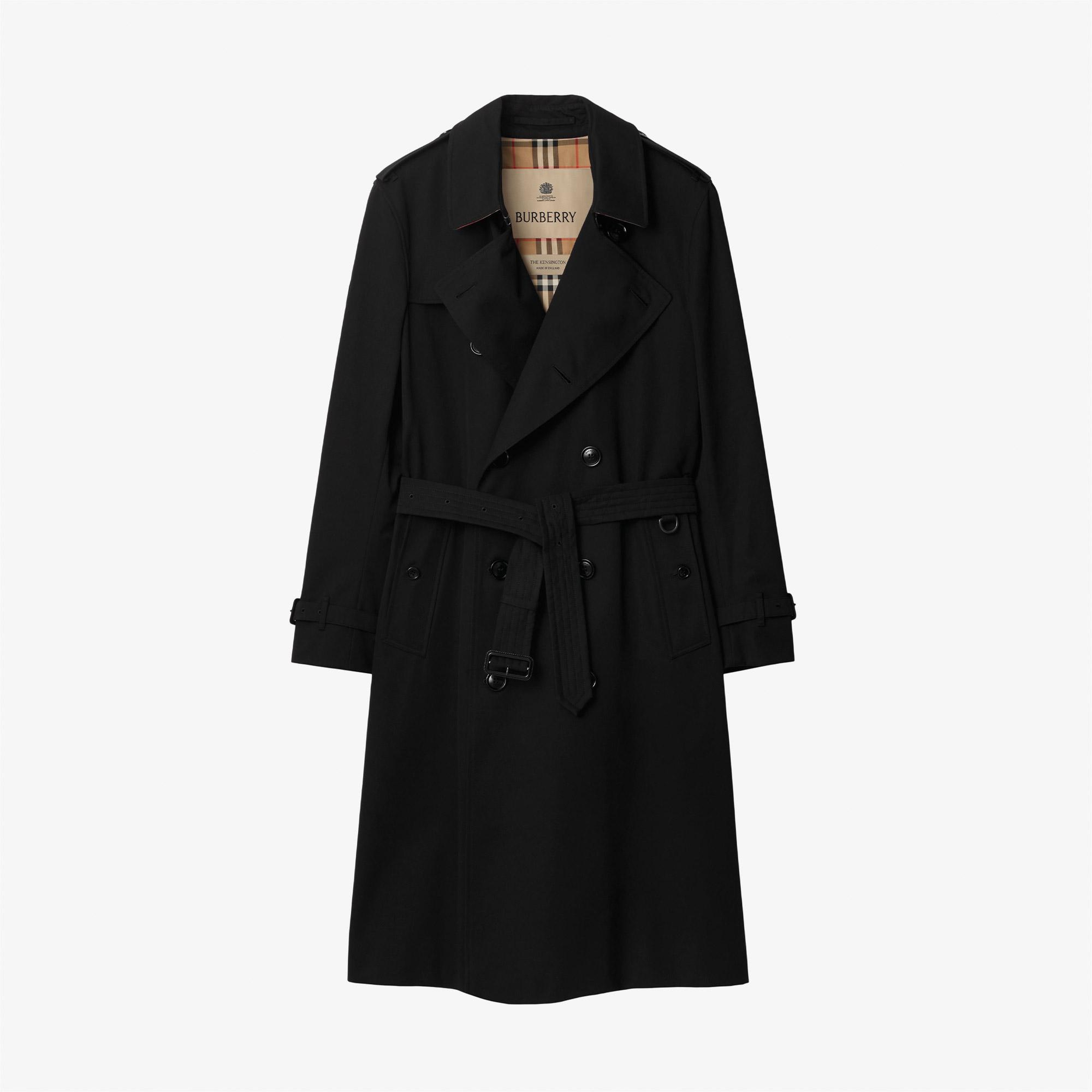 Burberry Long Kensington Heritage Erkek Siyah Trençkot