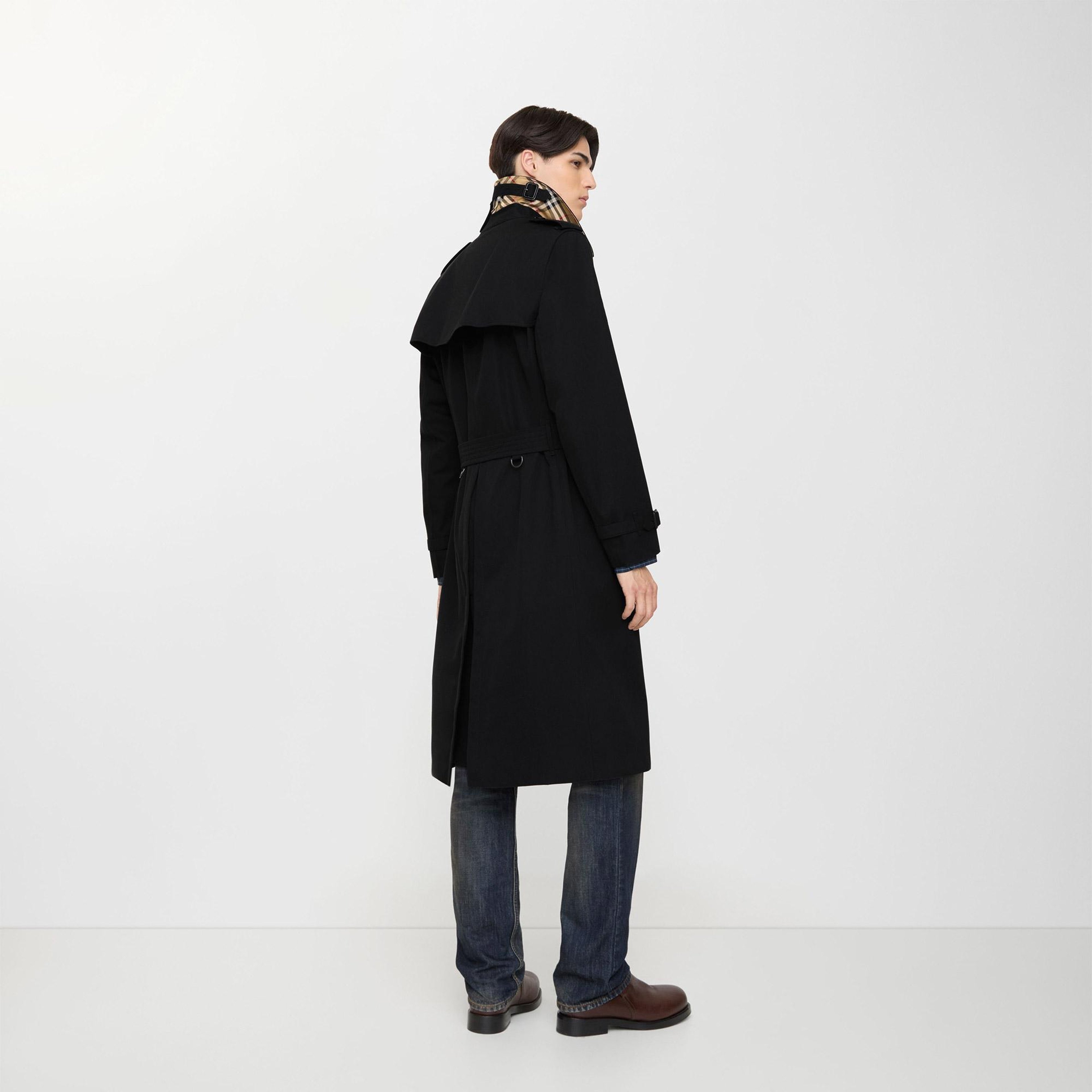 Burberry Long Kensington Heritage Erkek Siyah Trençkot