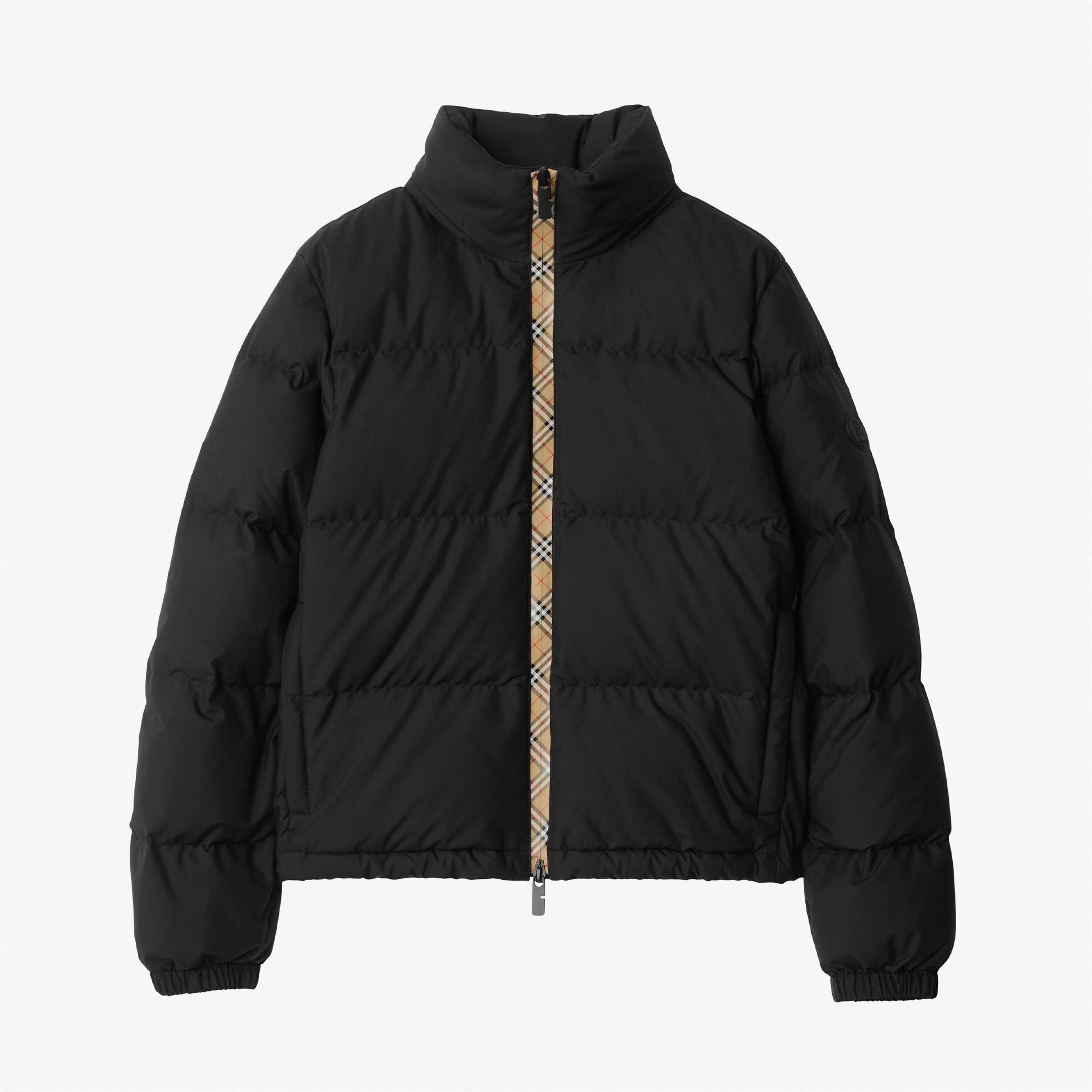 Burberry Checker-tape Ambleside Puffer Kadın Siyah Mont
