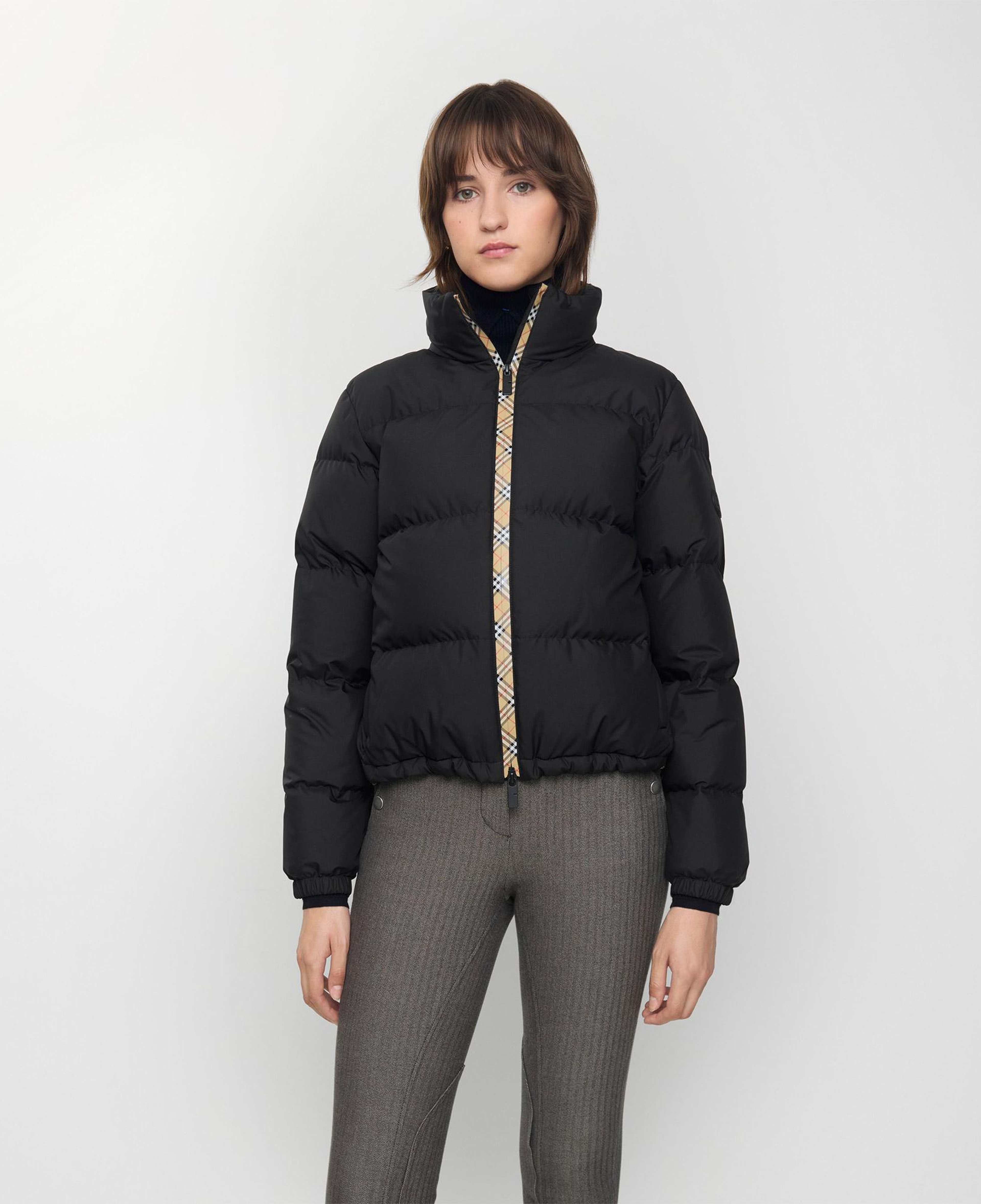 Burberry Checker-tape Ambleside Puffer Kadın Siyah Mont
