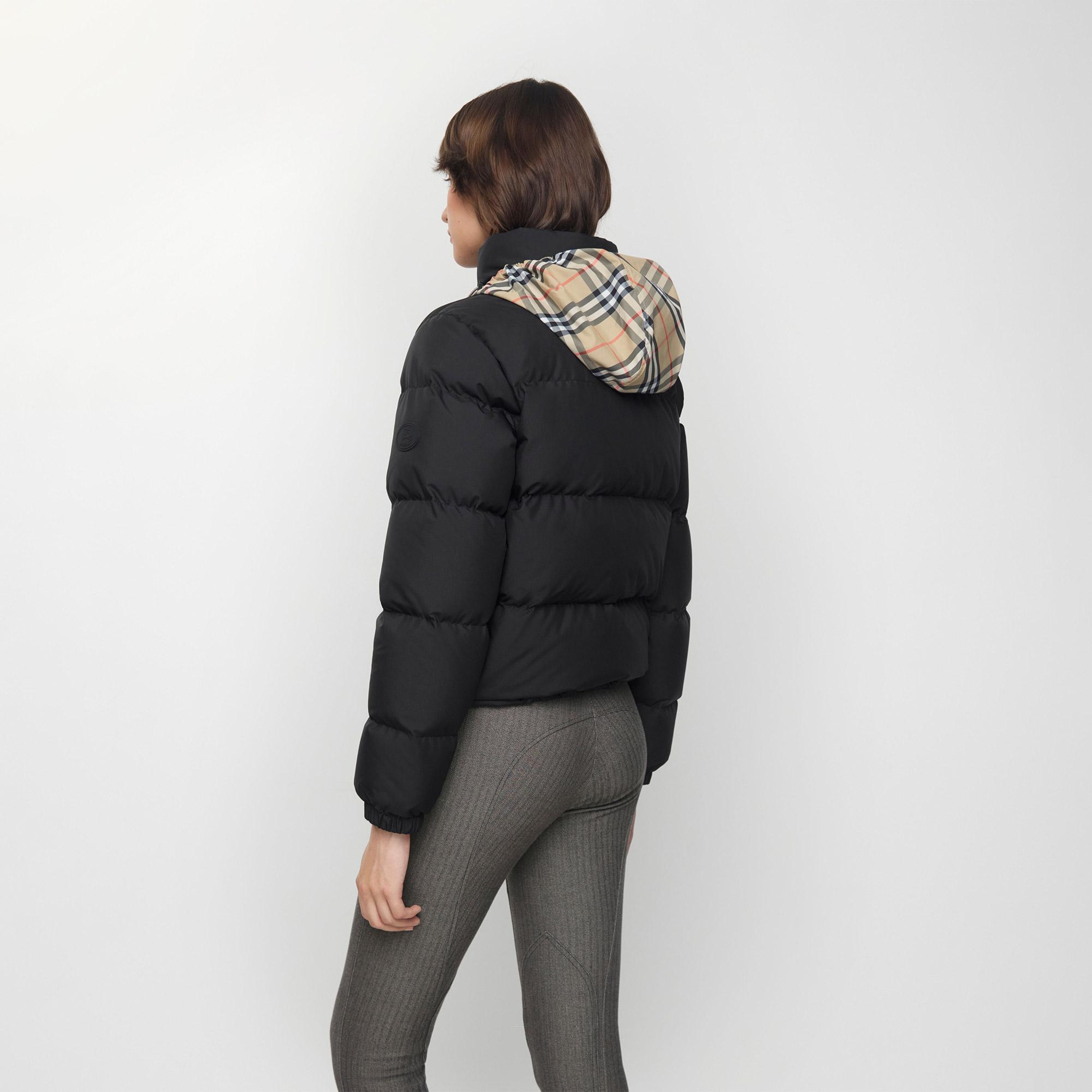 Burberry Checker-tape Ambleside Puffer Kadın Siyah Mont