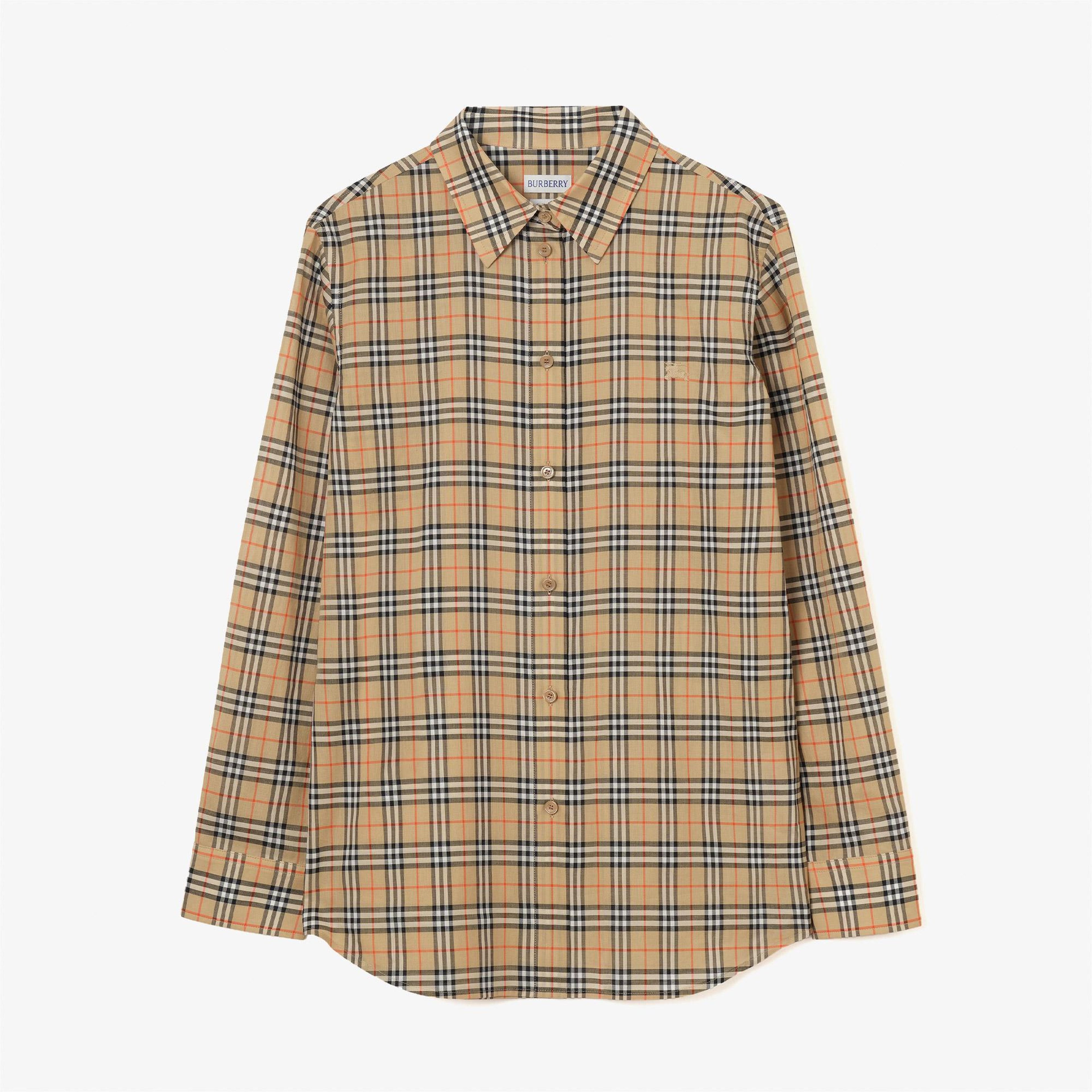 Burberry Emma Check Kadın Bej Gömlek