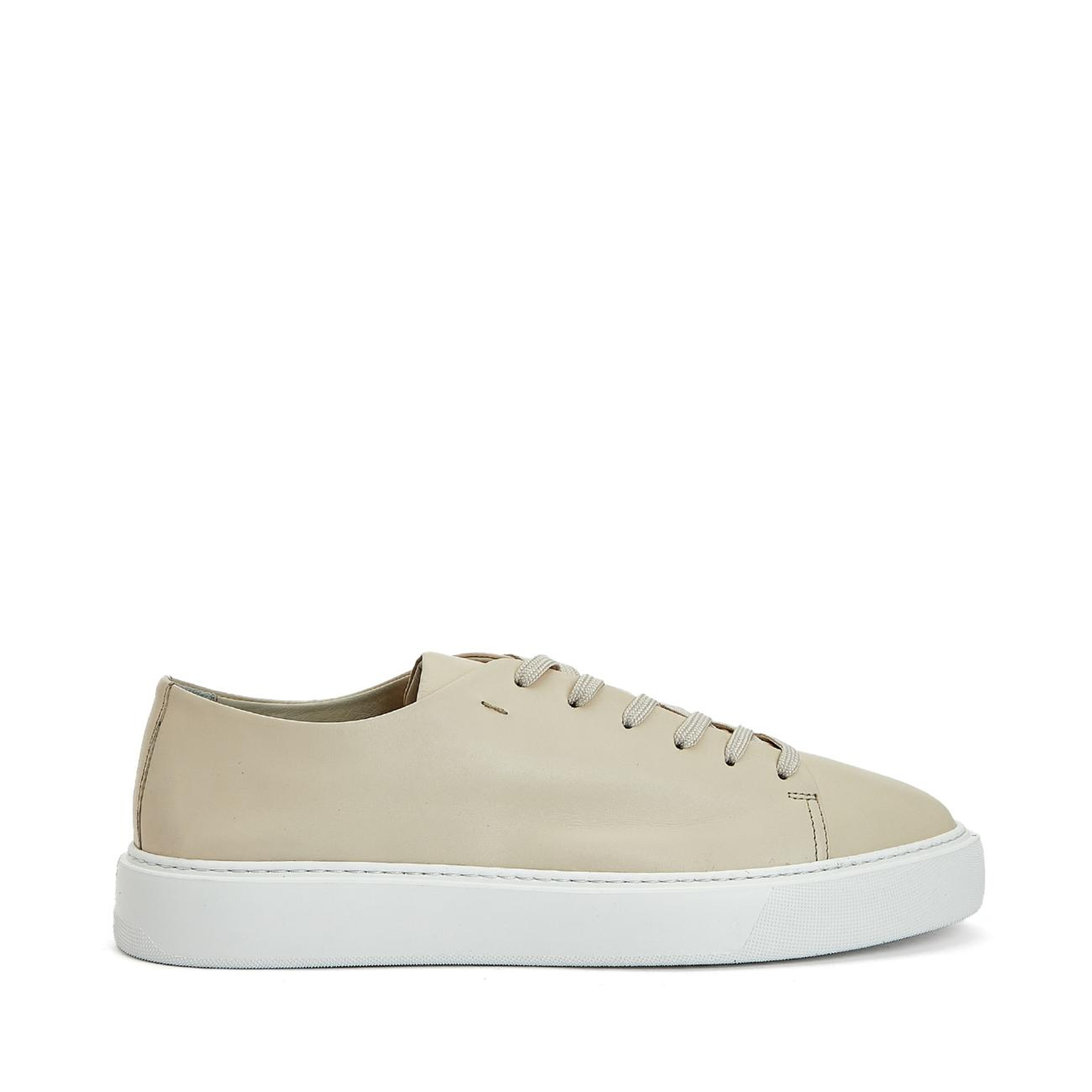 Divarese Erkek Bej Bağcıklı Deri Sneaker