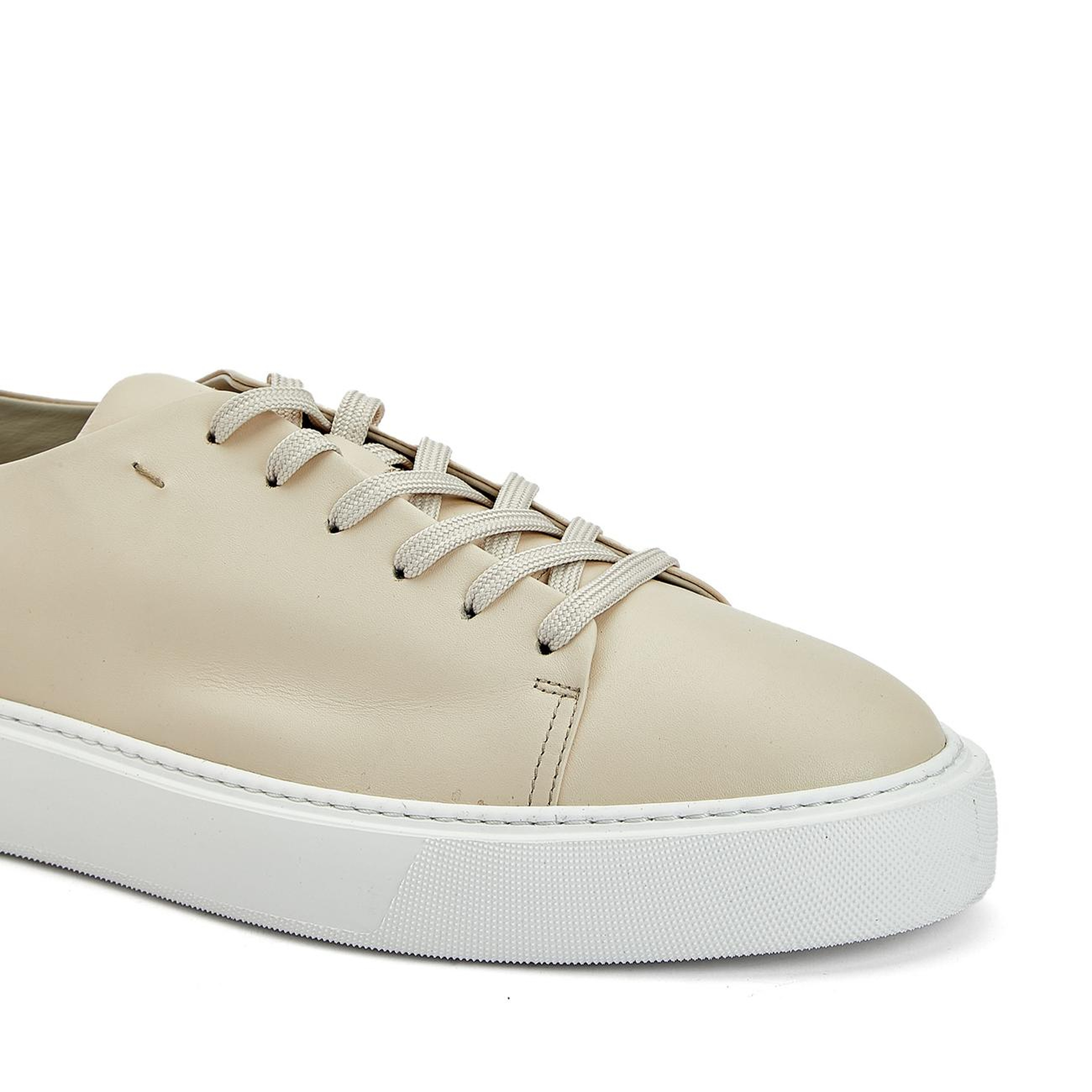 Divarese Erkek Bej Bağcıklı Deri Sneaker