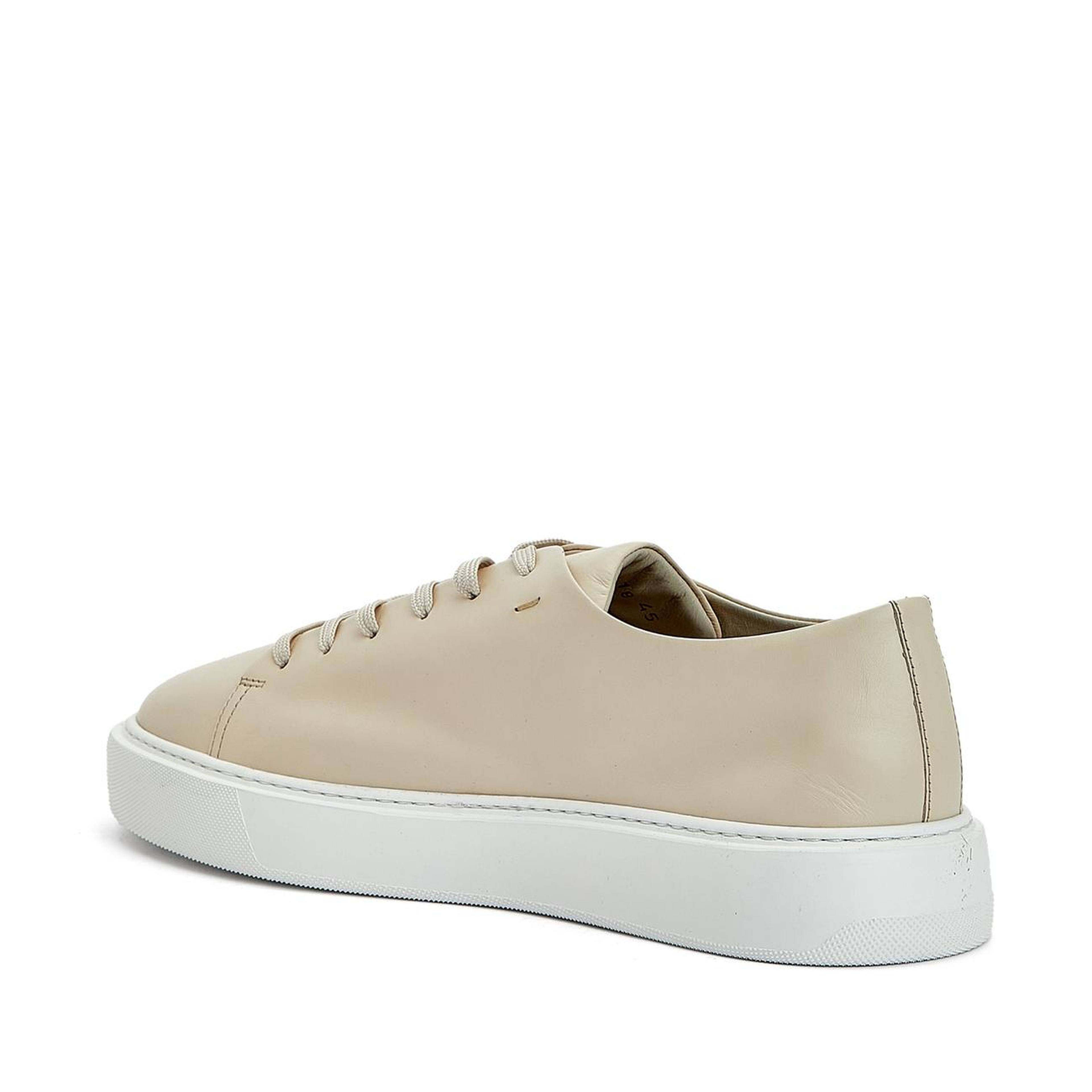 Divarese Erkek Bej Bağcıklı Deri Sneaker