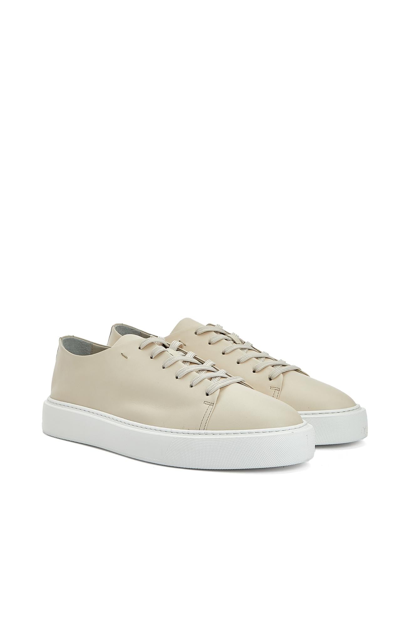 Divarese Erkek Bej Bağcıklı Deri Sneaker