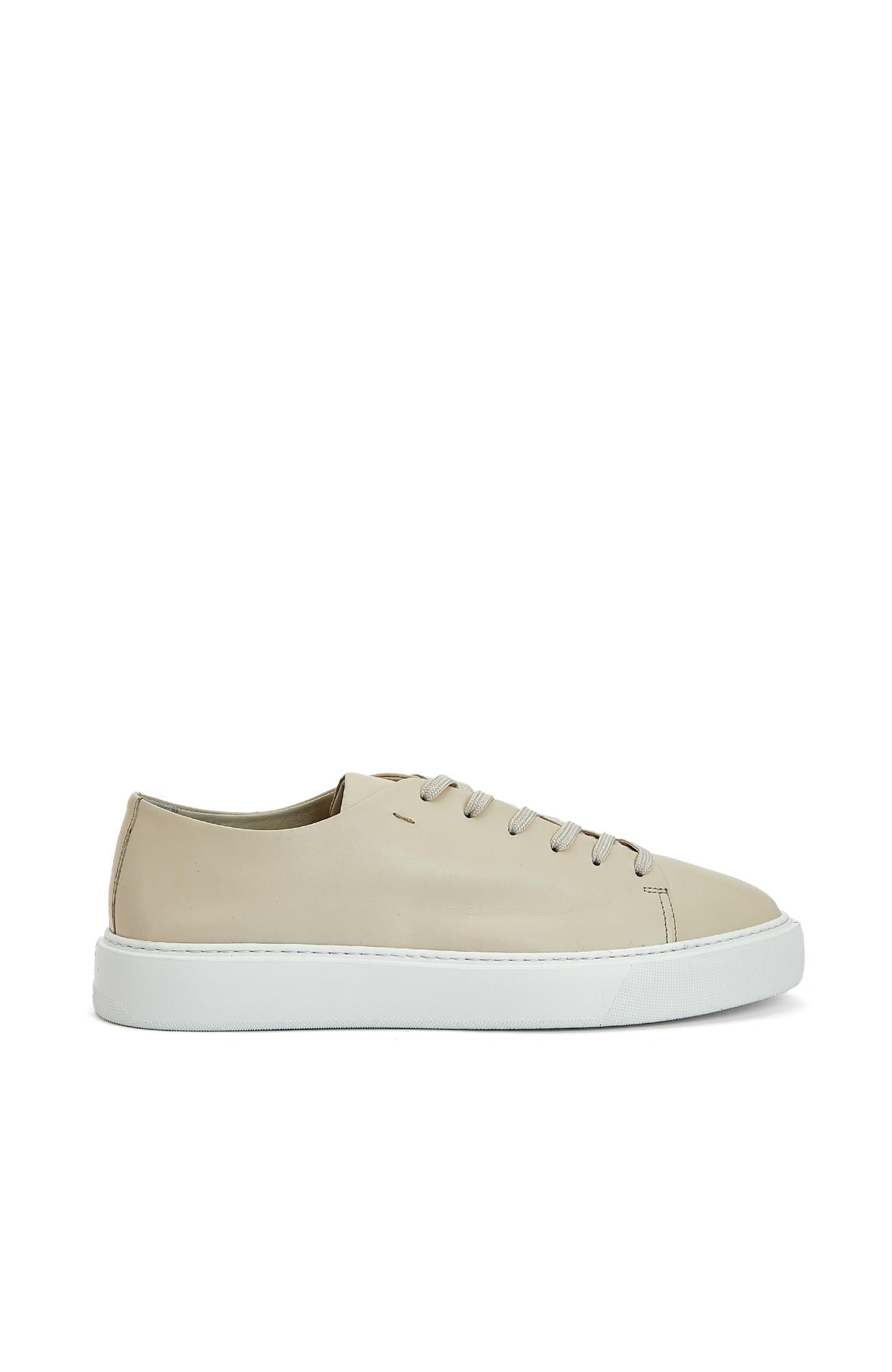 Divarese Erkek Bej Bağcıklı Deri Sneaker