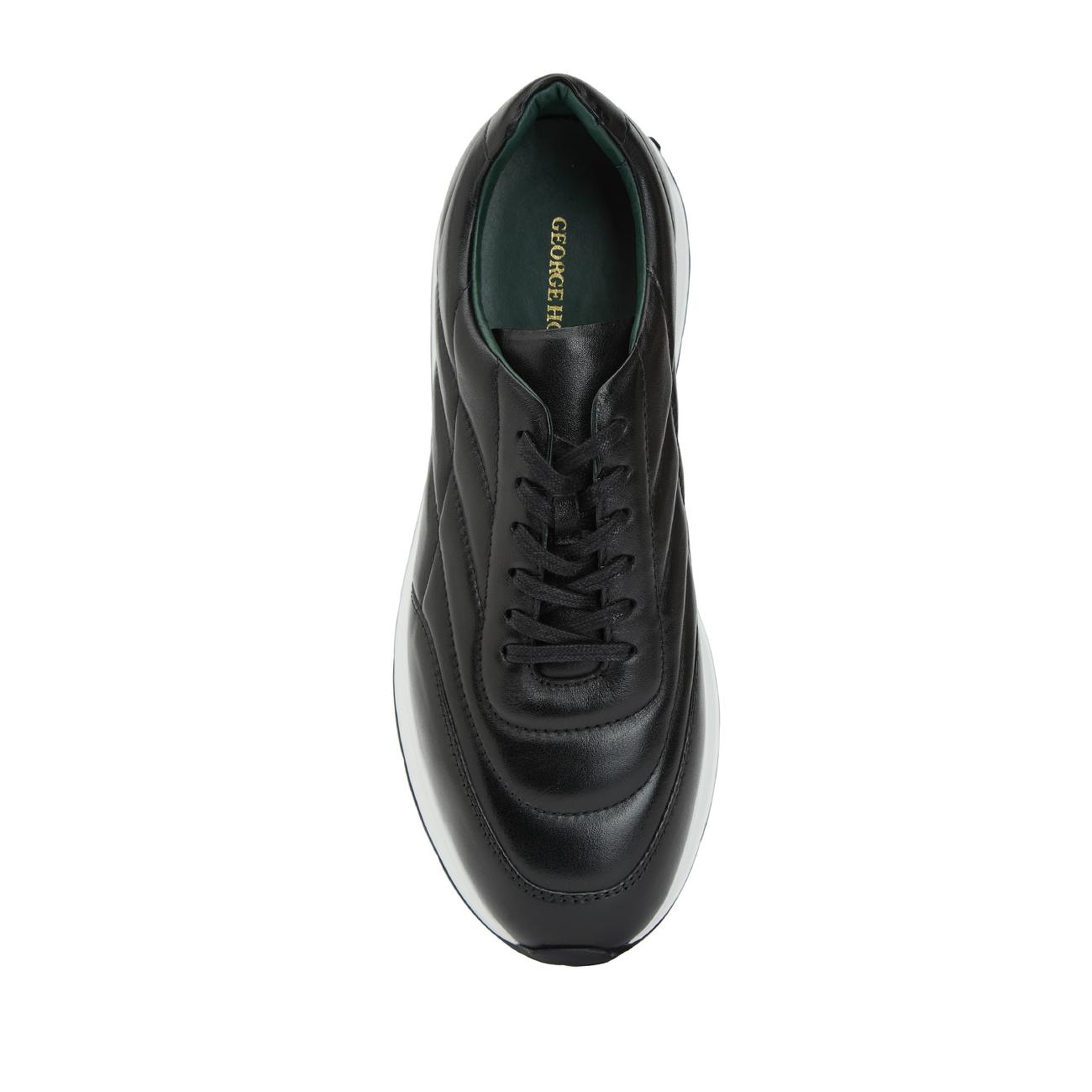 George Hogg Erkek Siyah Dikiş Detaylı Deri Sneaker