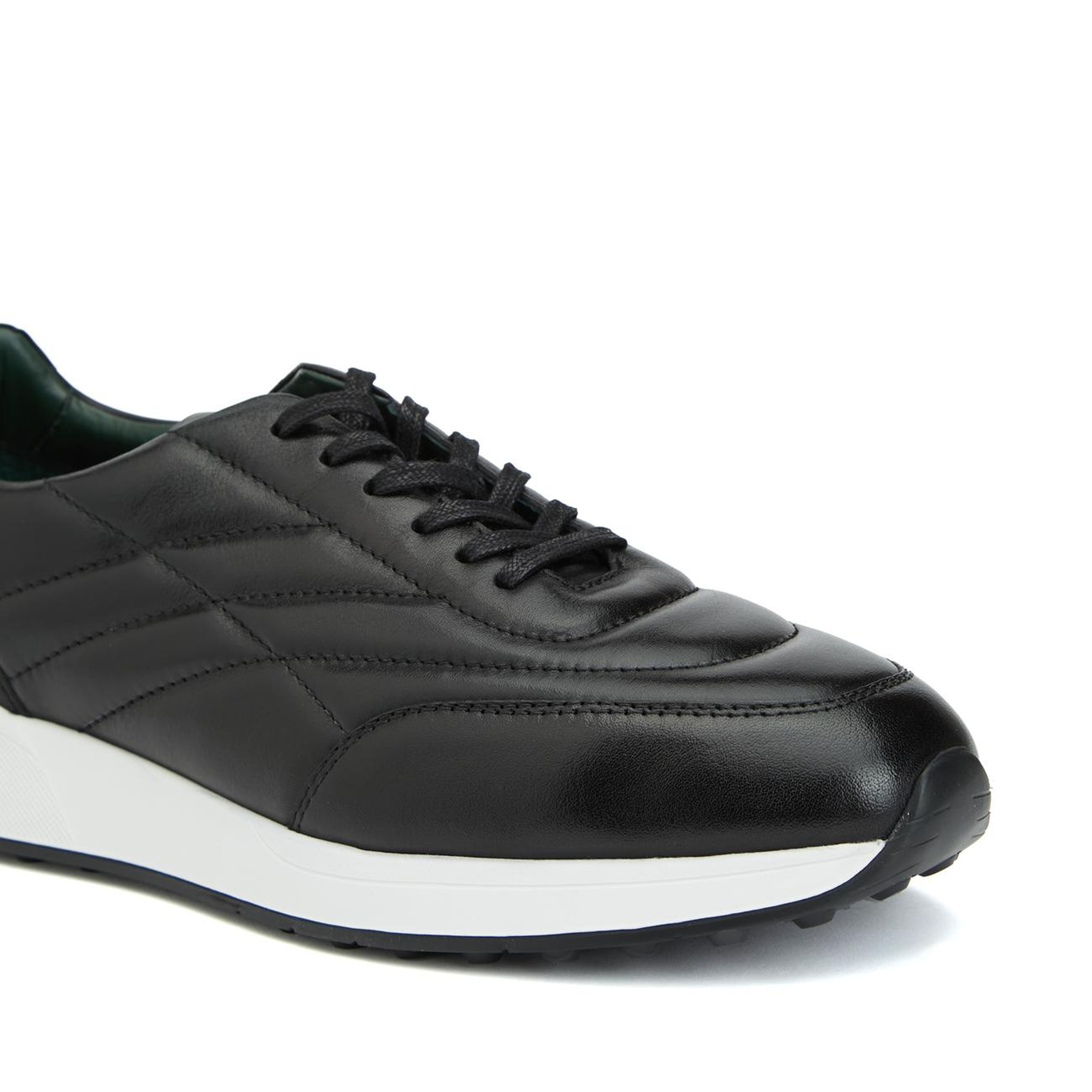George Hogg Erkek Siyah Dikiş Detaylı Deri Sneaker