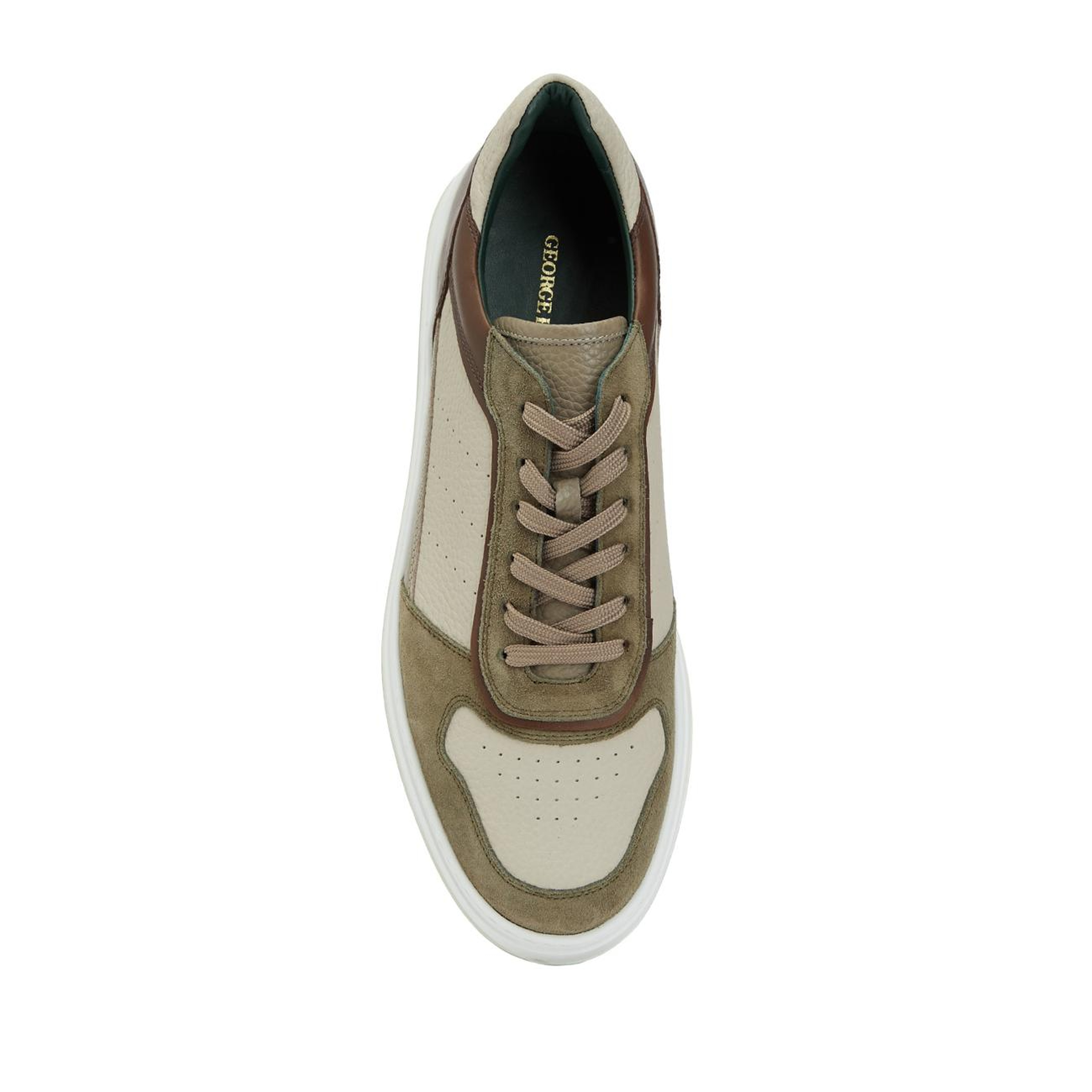 George Hogg Erkek Haki Bej Deri Sneaker