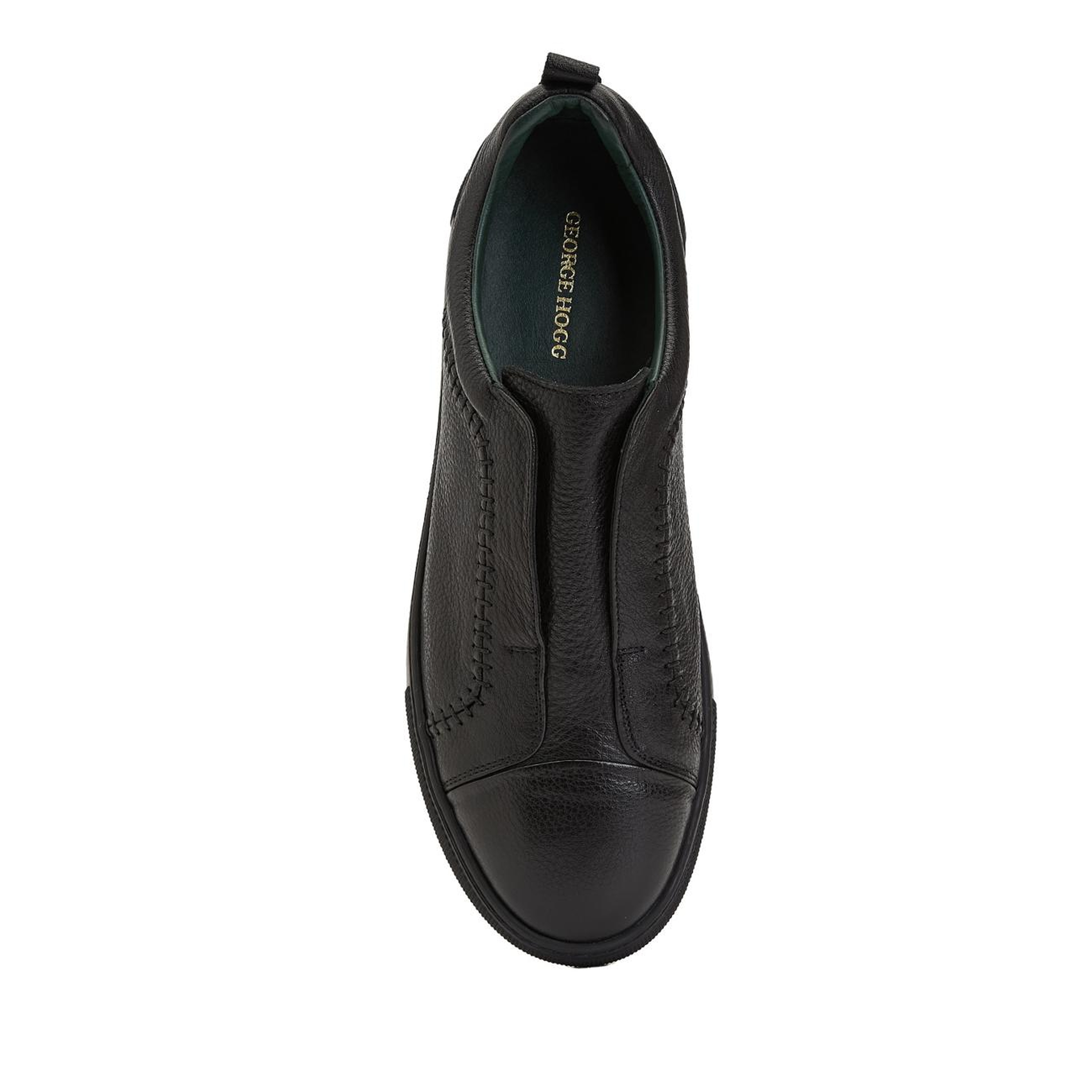 George Hogg Erkek Siyah Saraç Detaylı Deri Sneaker