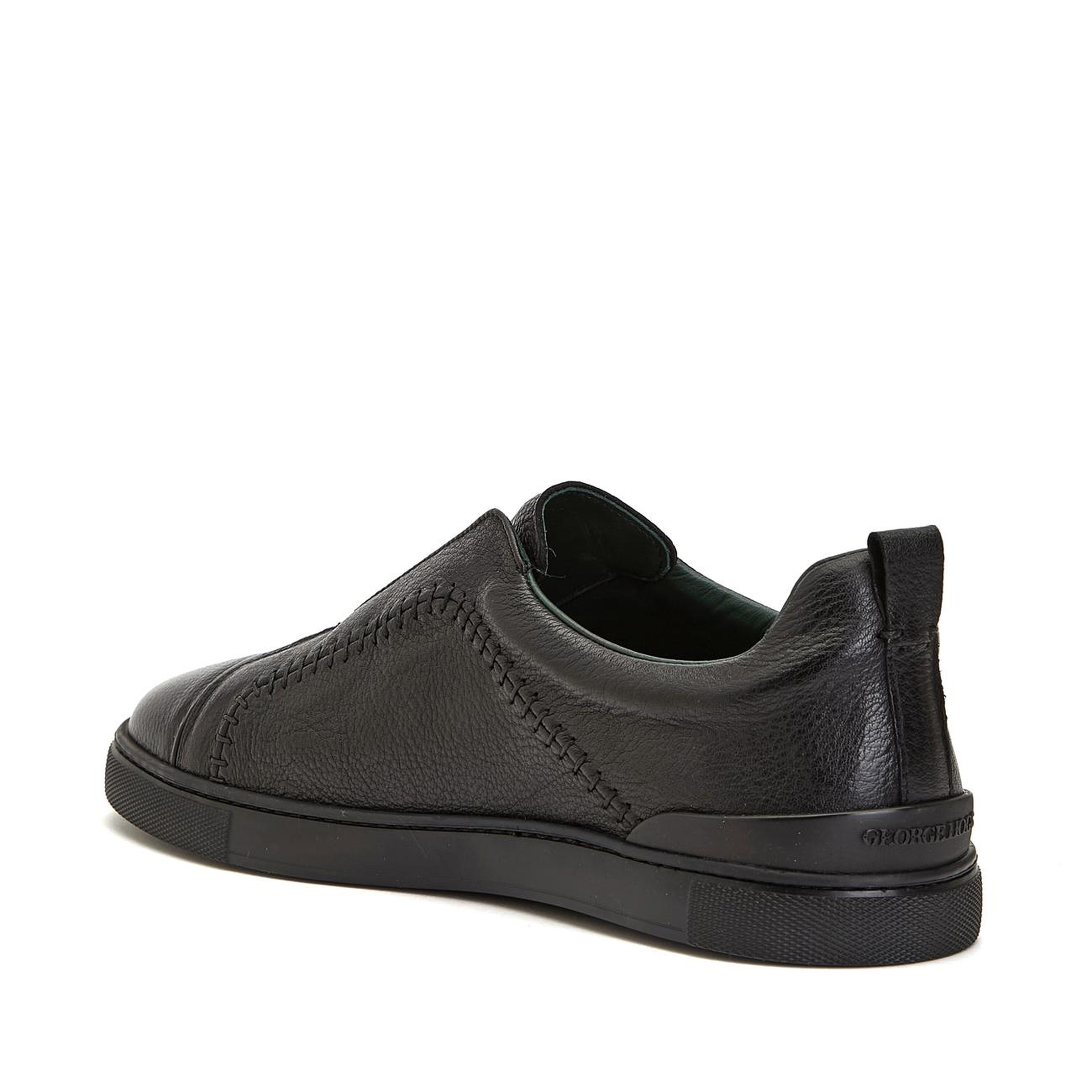 George Hogg Erkek Siyah Saraç Detaylı Deri Sneaker