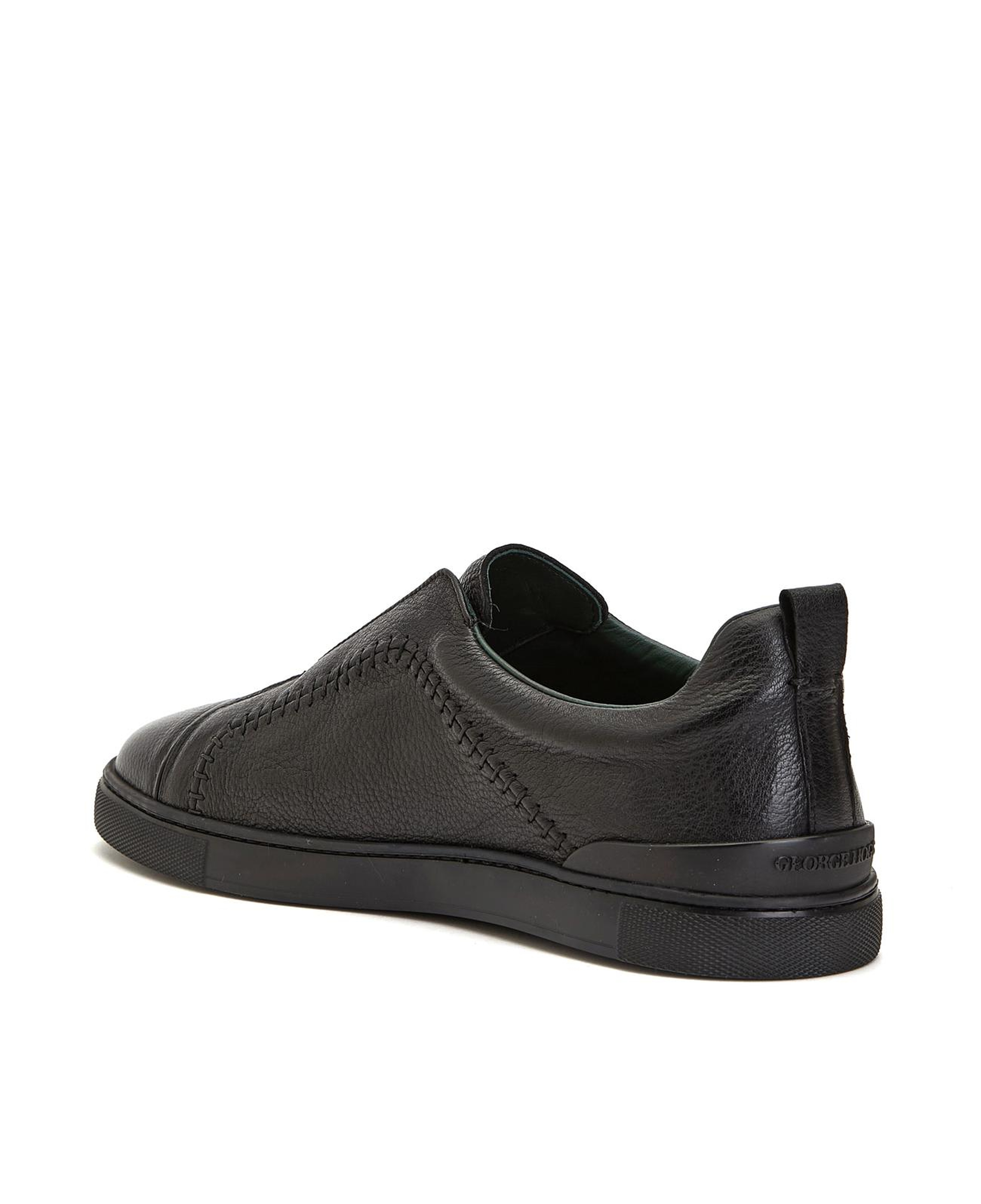 George Hogg Erkek Siyah Saraç Detaylı Deri Sneaker