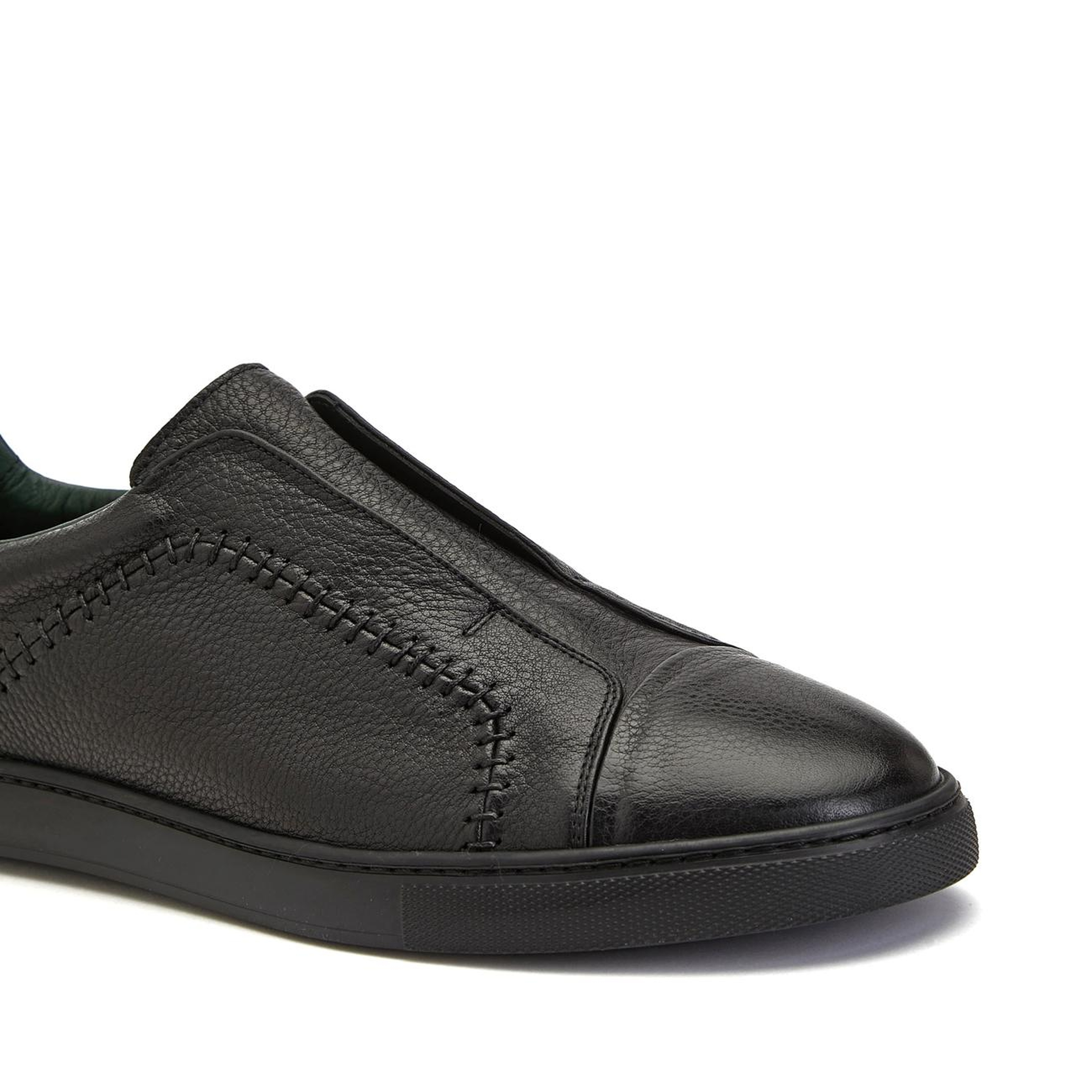 George Hogg Erkek Siyah Saraç Detaylı Deri Sneaker