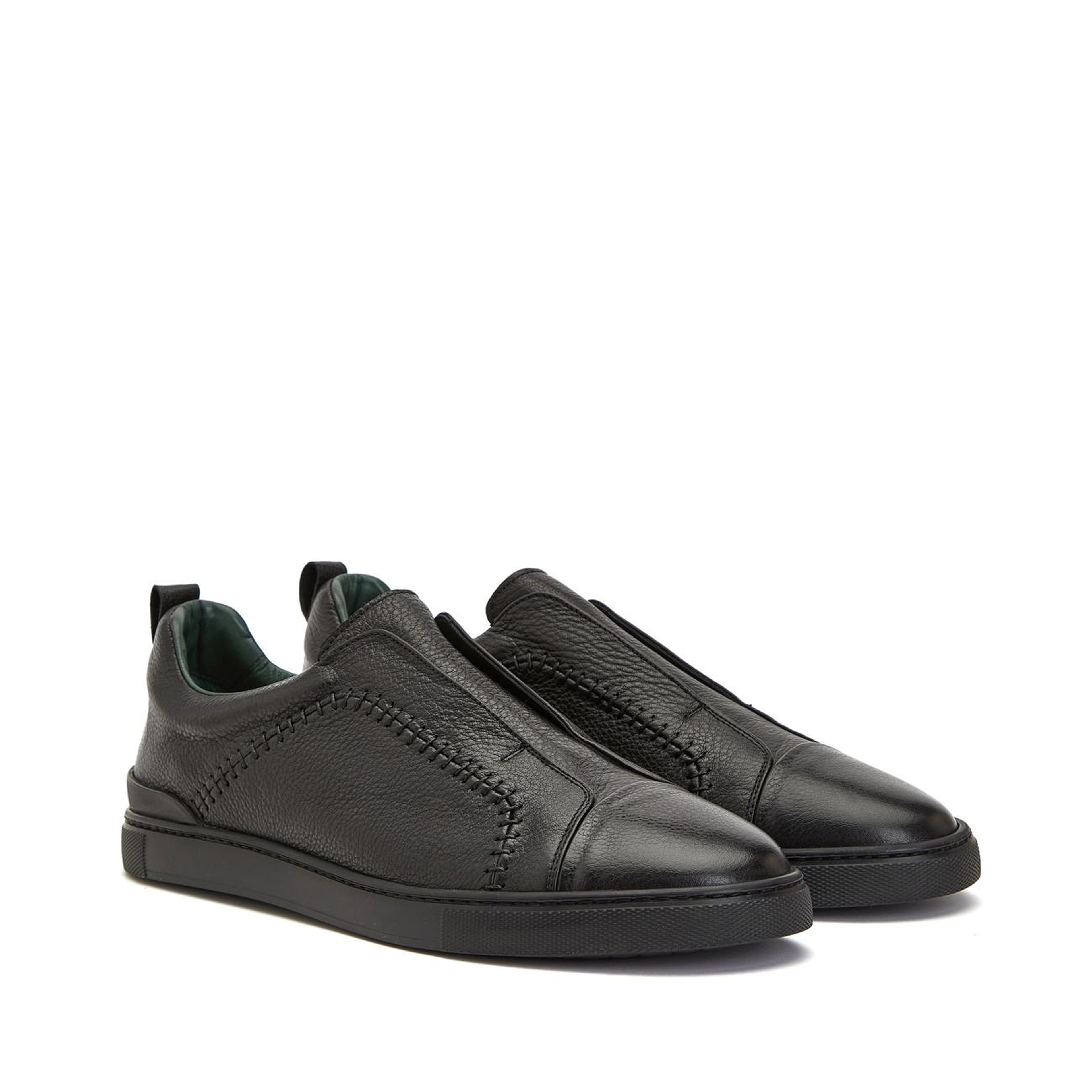 George Hogg Erkek Siyah Saraç Detaylı Deri Sneaker