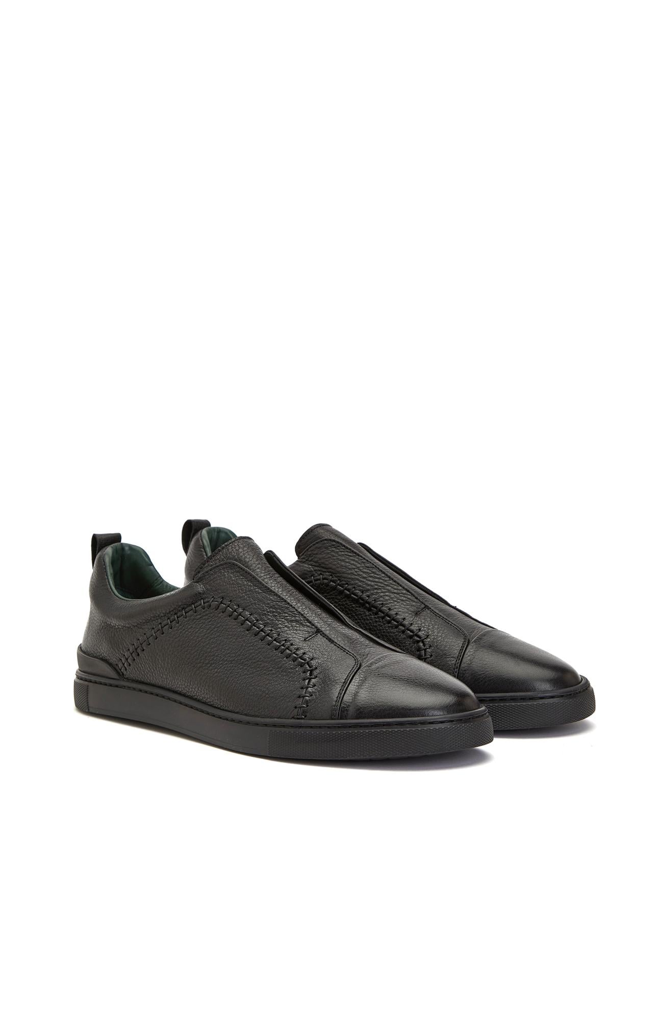 George Hogg Erkek Siyah Saraç Detaylı Deri Sneaker