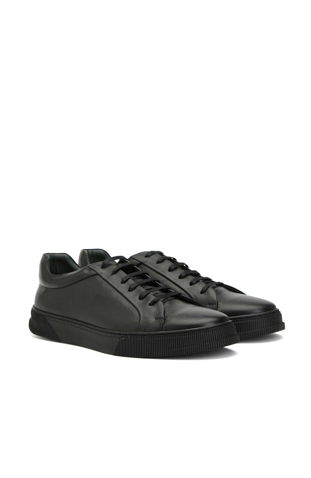 George Hogg Erkek Siyah Günlük Rahat Deri Sneaker