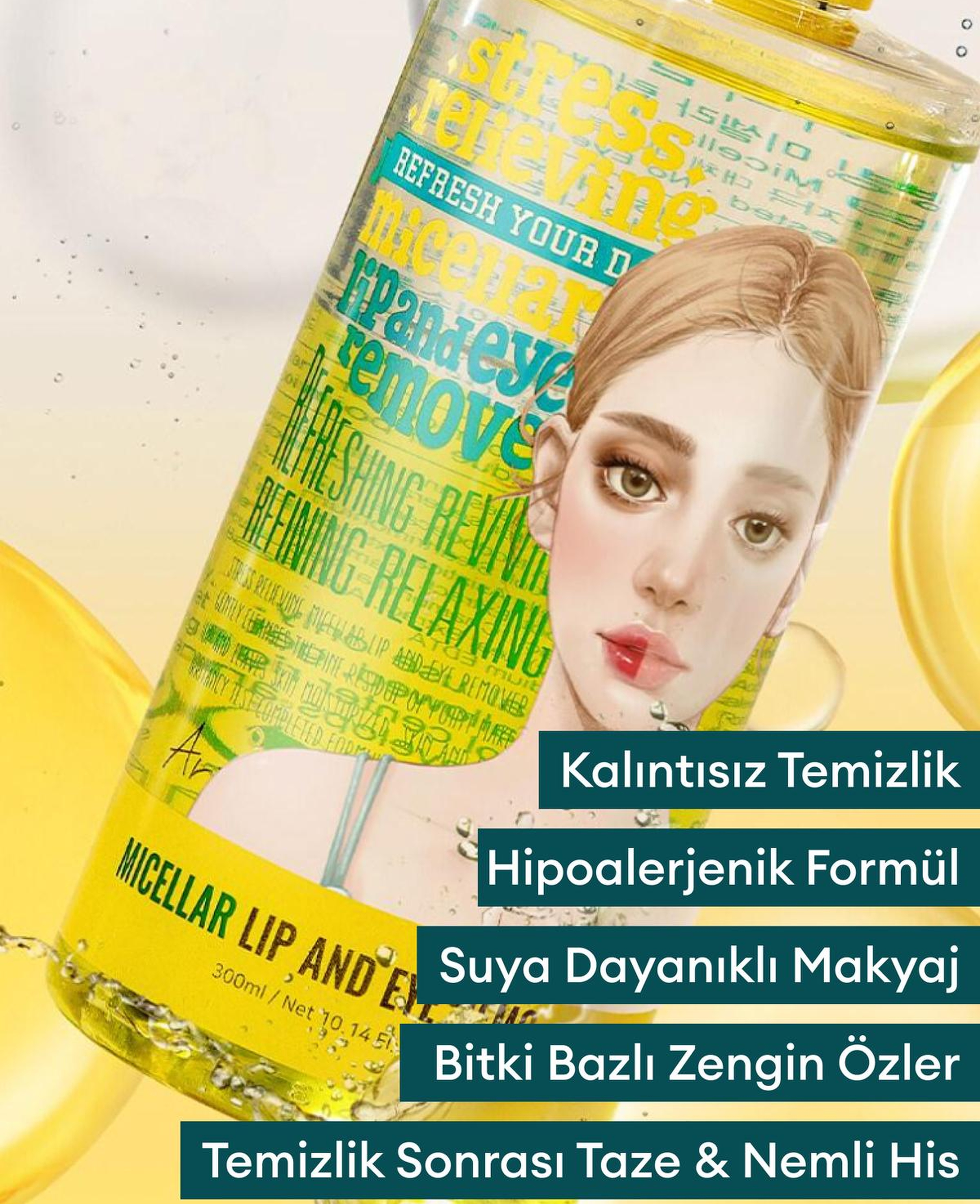 Ariul Stress Relieving Micellar Lip And Eye Remover 300ml - 7:3 Micellar Makyaj Temizleme Suyu & Temizleme Yağı