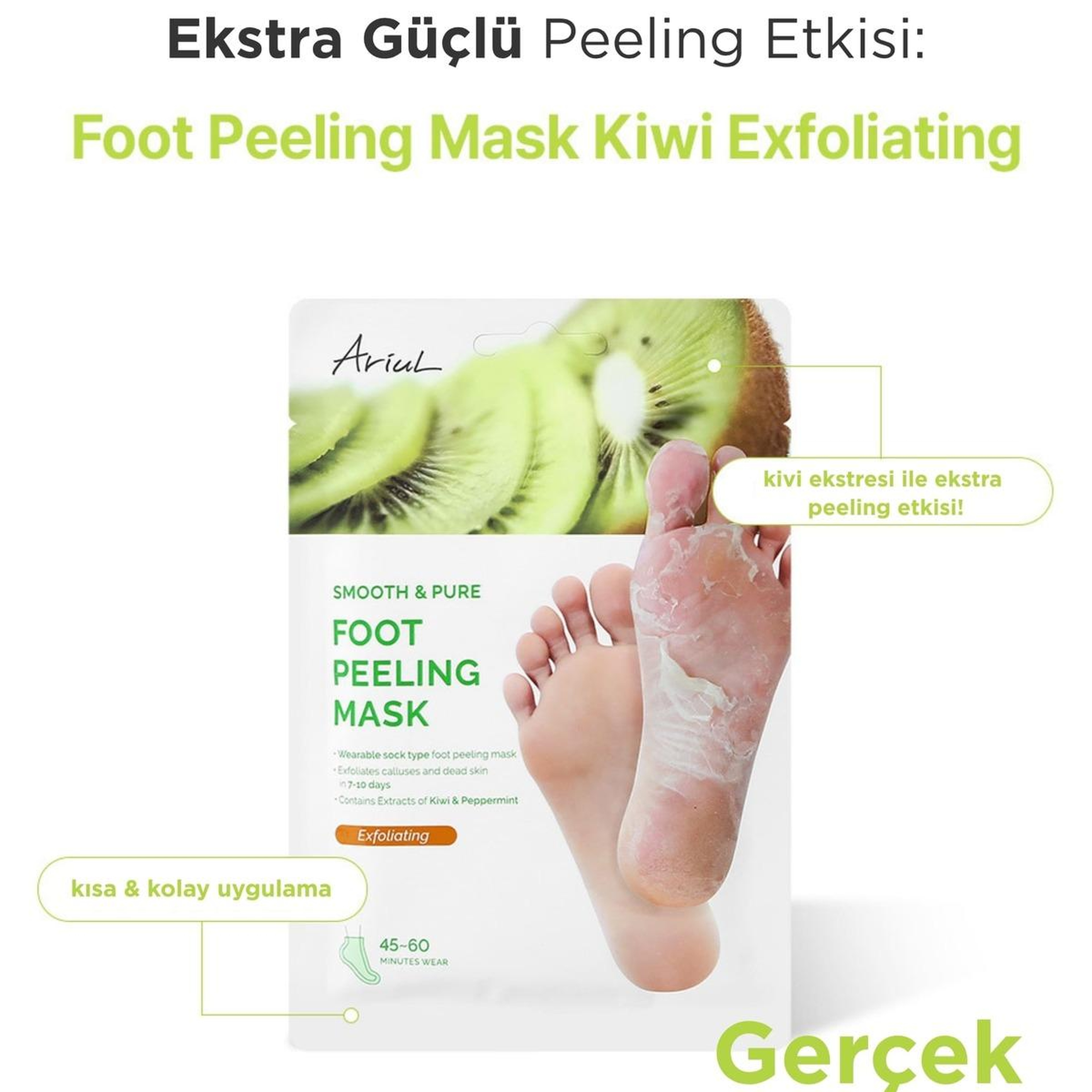 Ariul Smooth & Pure Exfoliating Foot Peeling Mask 2 Pairs - Çorap Tipi Yenileyici & Arındırıcı Ayak Peeling Maskesi 2 Çift (4 Adet)