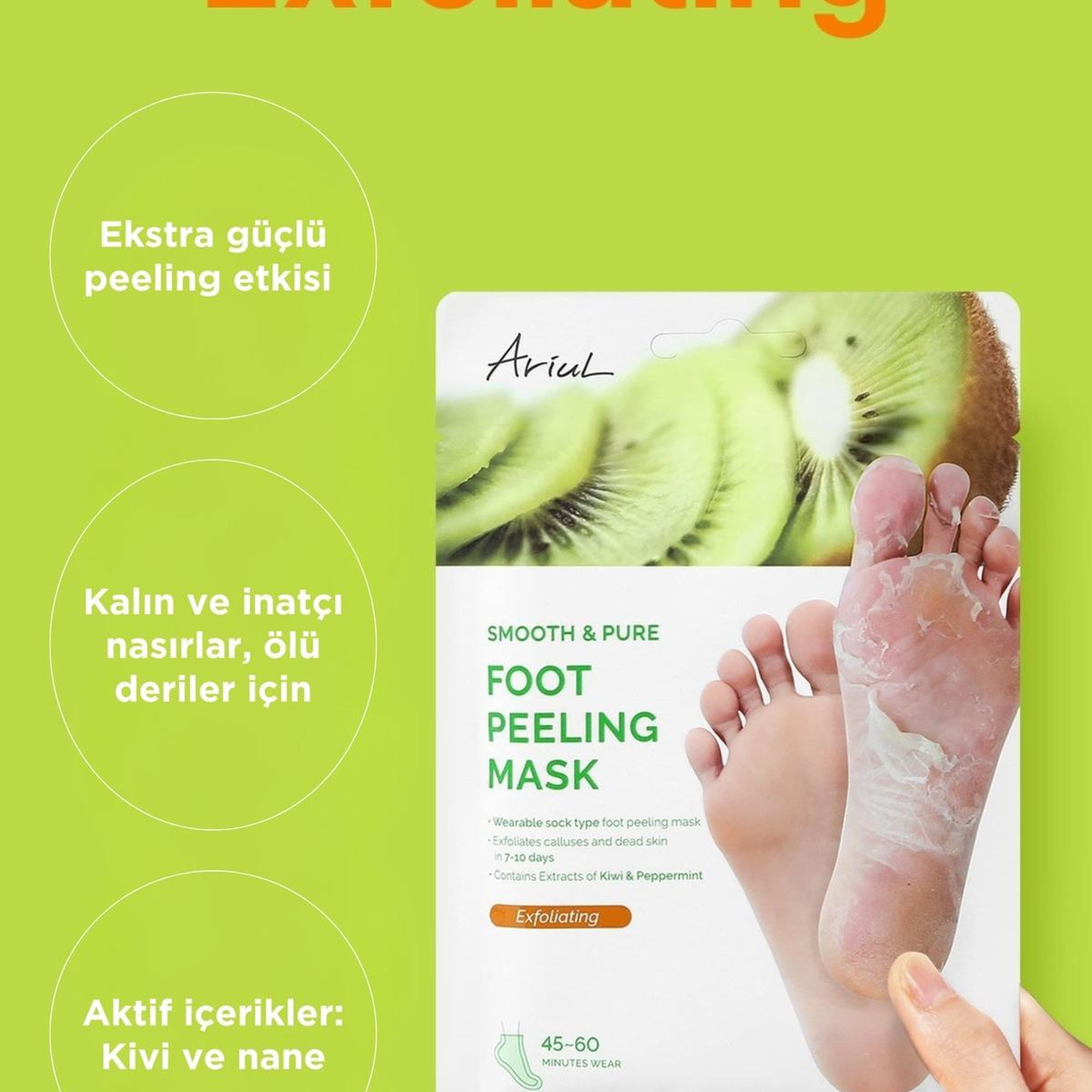 Ariul Smooth & Pure Exfoliating Foot Peeling Mask 2 Pairs - Çorap Tipi Yenileyici & Arındırıcı Ayak Peeling Maskesi 2 Çift (4 Adet)