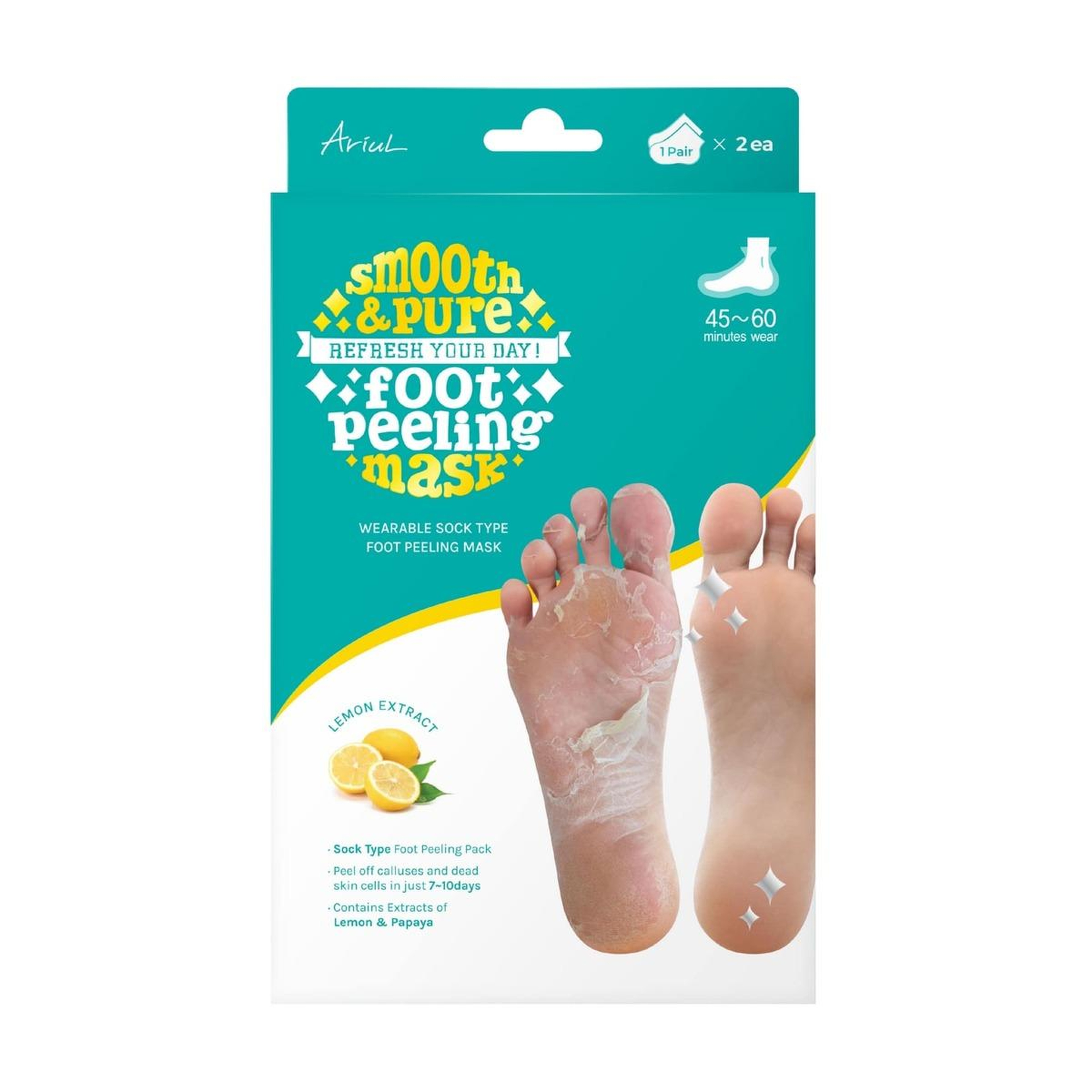 Ariul Smooth & Pure Foot Peeling Mask Sheet 2 Pairs - Çorap Tipi Yenileyici Ayak Peeling Maskesi 2 Çift (4 Adet)