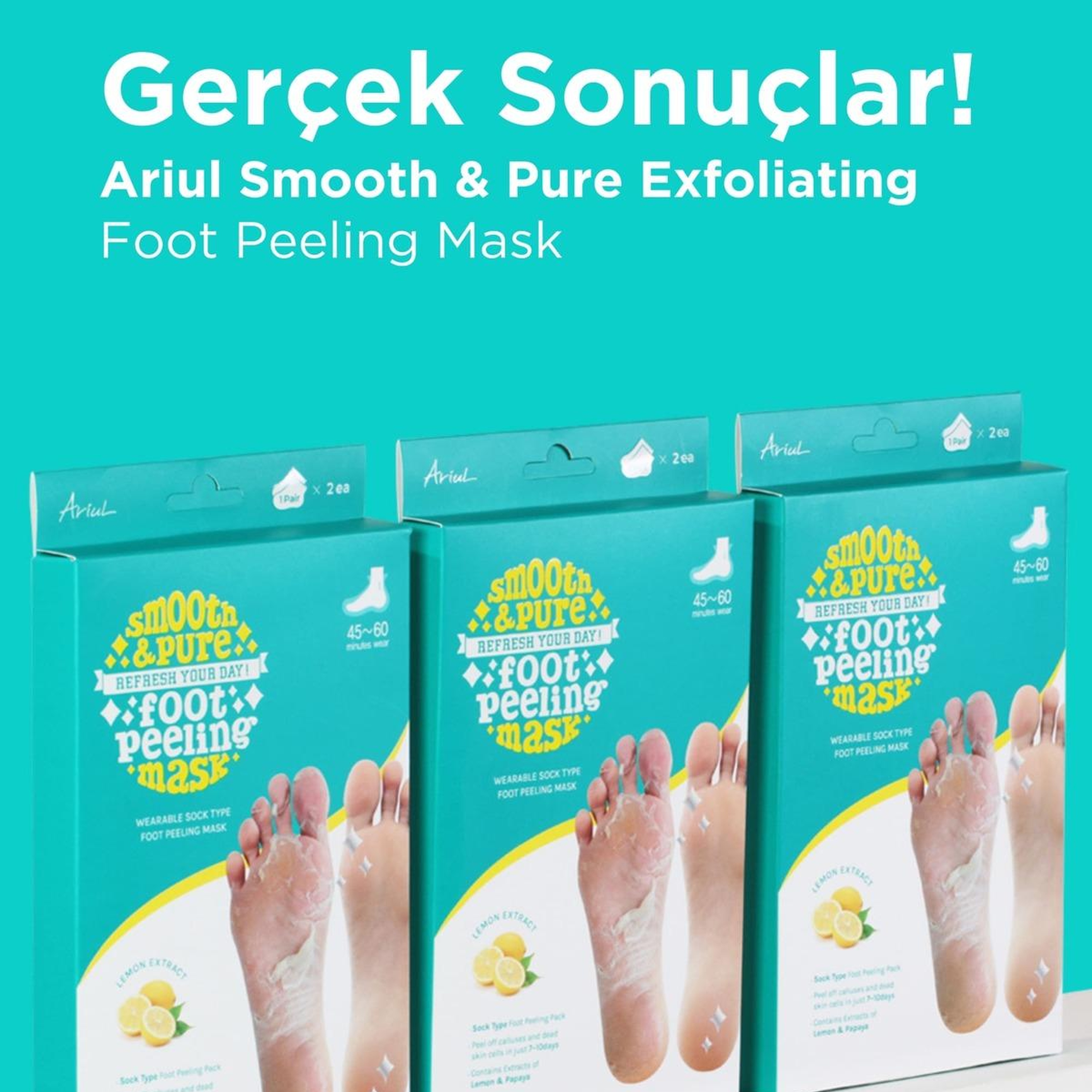 Ariul Smooth & Pure Foot Peeling Mask Sheet 2 Pairs - Çorap Tipi Yenileyici Ayak Peeling Maskesi 2 Çift (4 Adet)