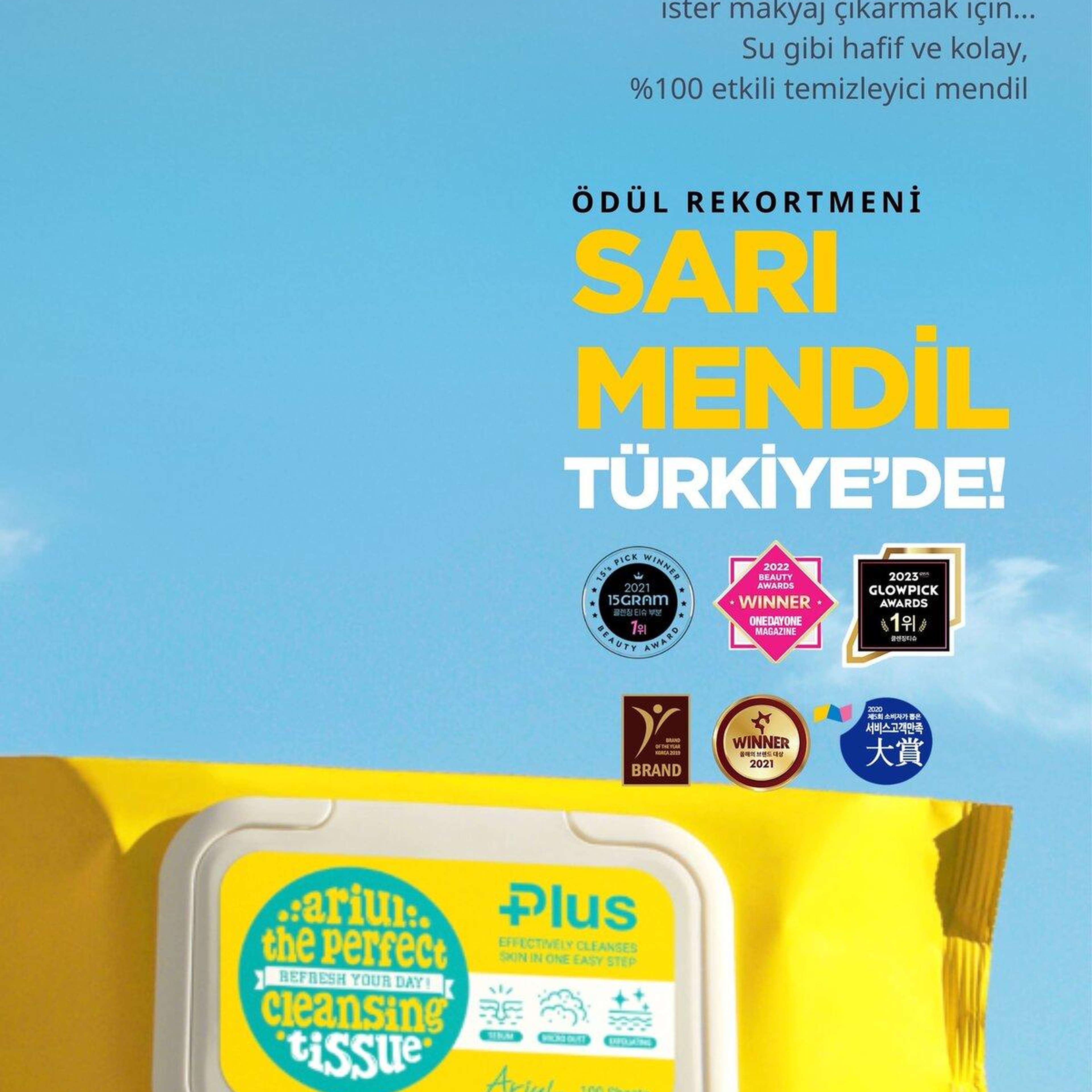 Ariul The Perfect Cleansing Tissue Plus (100 Sheets) - Tek Adımda Cilt ve Makyaj Temizleme Mendili (100 Adet)