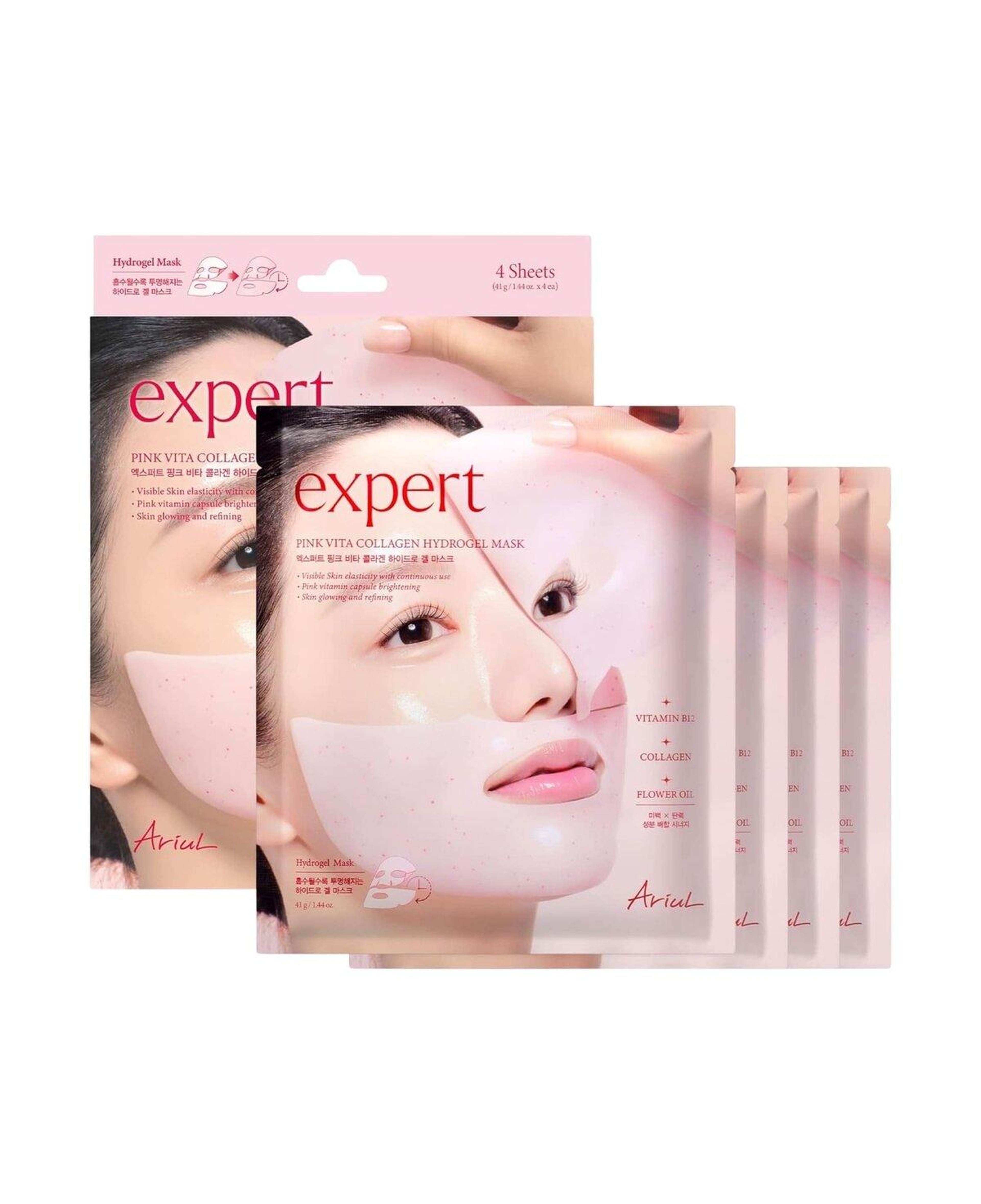 Ariul Expert Pink Vita Collagen Hydrogel Mask (Set Of 4) - Pembe Vitamin & Kolajen Canlandırıcı Hidrojel Maske (4’lü Set)