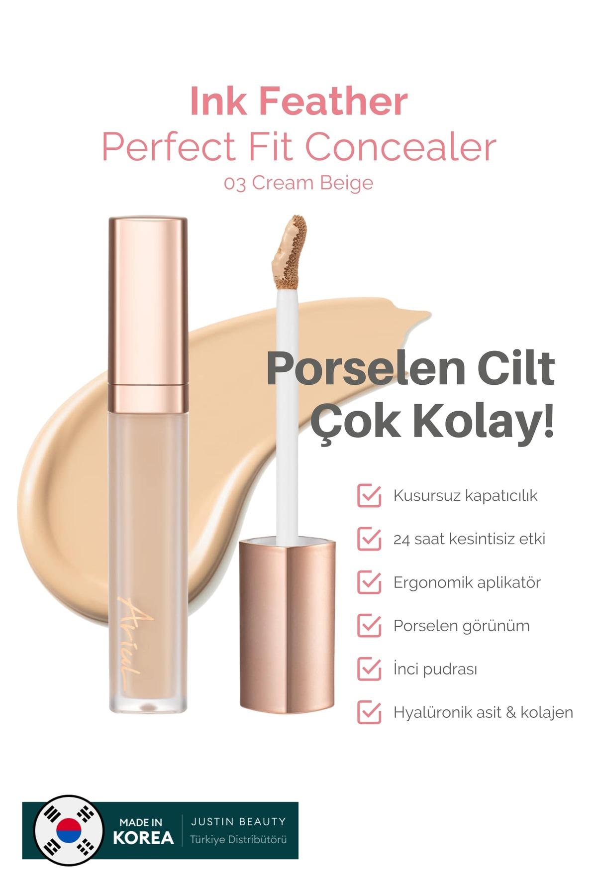 Ariul Ink Feather Perfect Fit Concealer 03 Cream Beige - SPF30 PA++ 24 Saat Kalıcı Çok Yönlü Kapatıcı