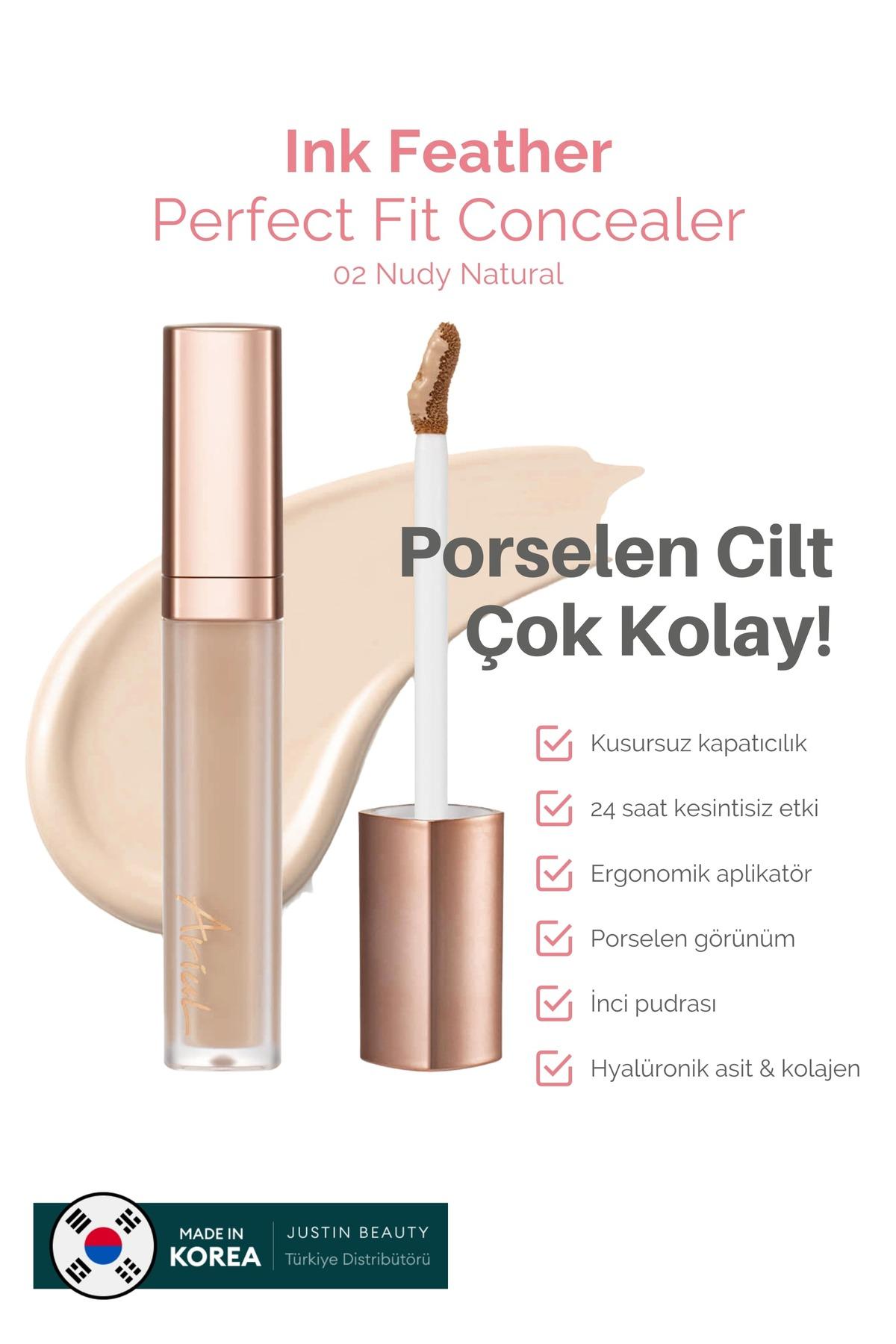 Ariul Ink Feather Perfect Fit Concealer 02 Nudy Natural - SPF30 PA++ 24 Saat Kalıcı Çok Yönlü Kapatıcı