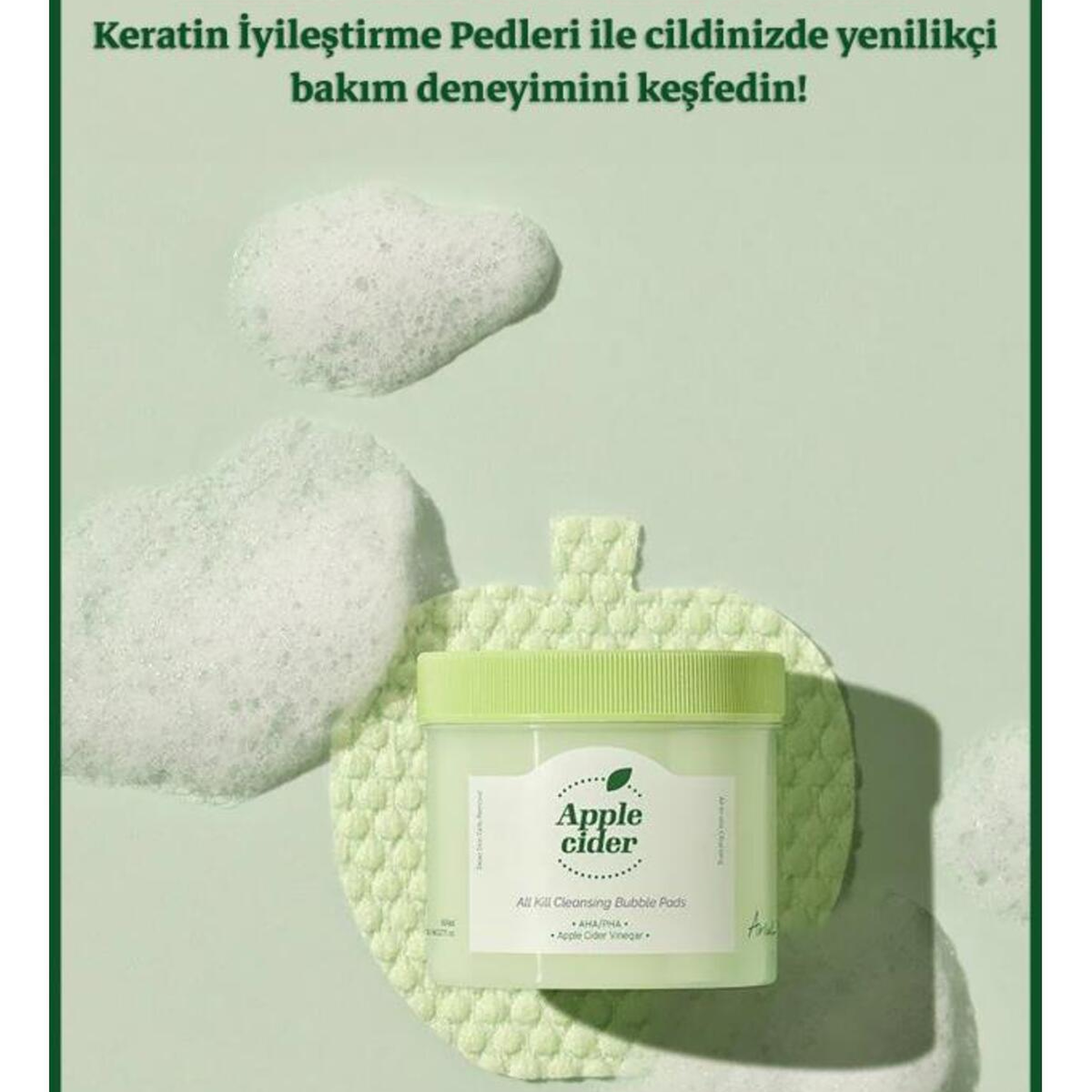 Ariul Apple Cider All Kill Cleansing Bubble Pads 60 Pads - Elma Sirkeli Sebum Dengeleyici & Peeling Etkili Temizleyici Ped