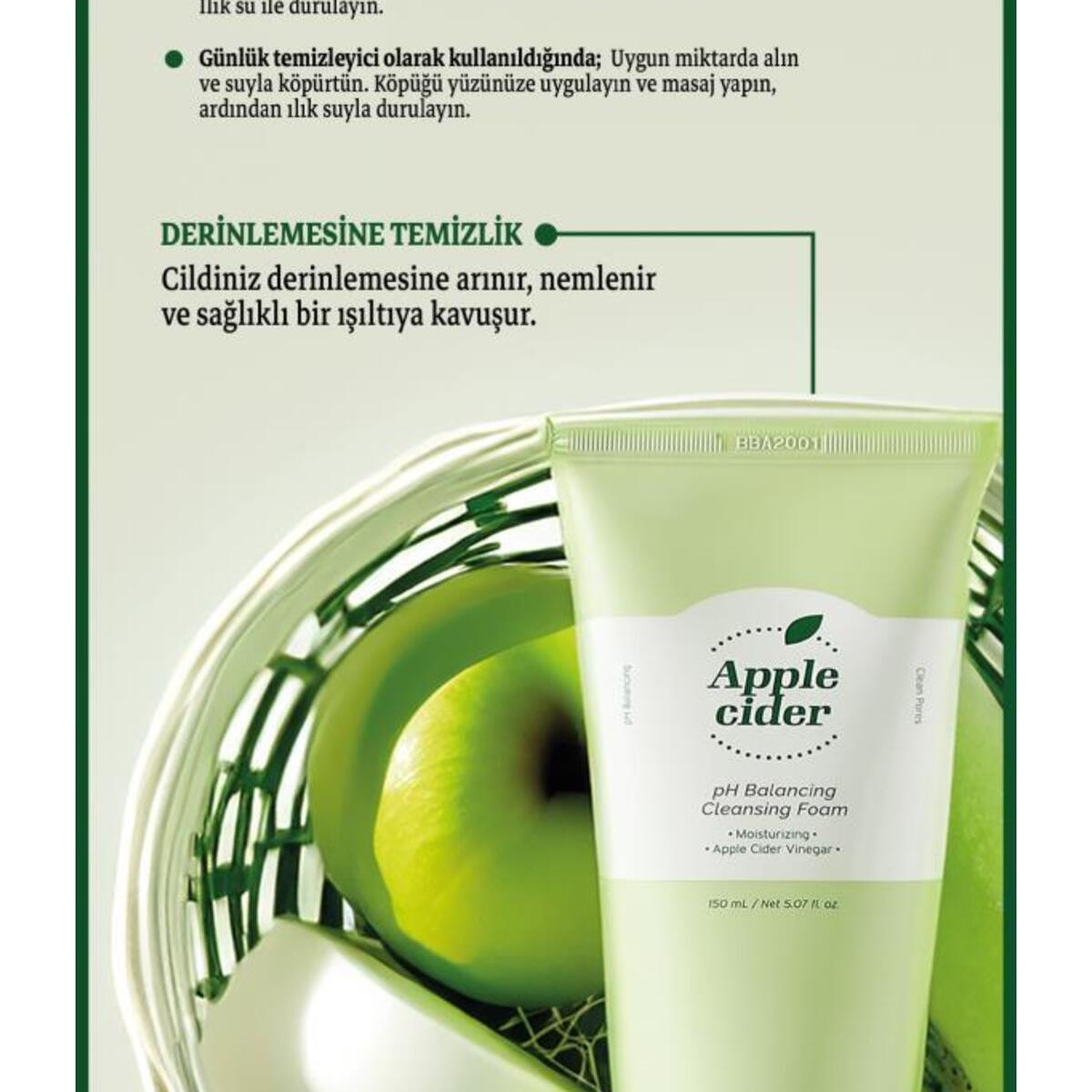Ariul Apple Cider pH Balancing Cleansing Foam 150 ml - Gözenek Arındırıcı Elma Sirkeli Nazik Köpük Temizleyici