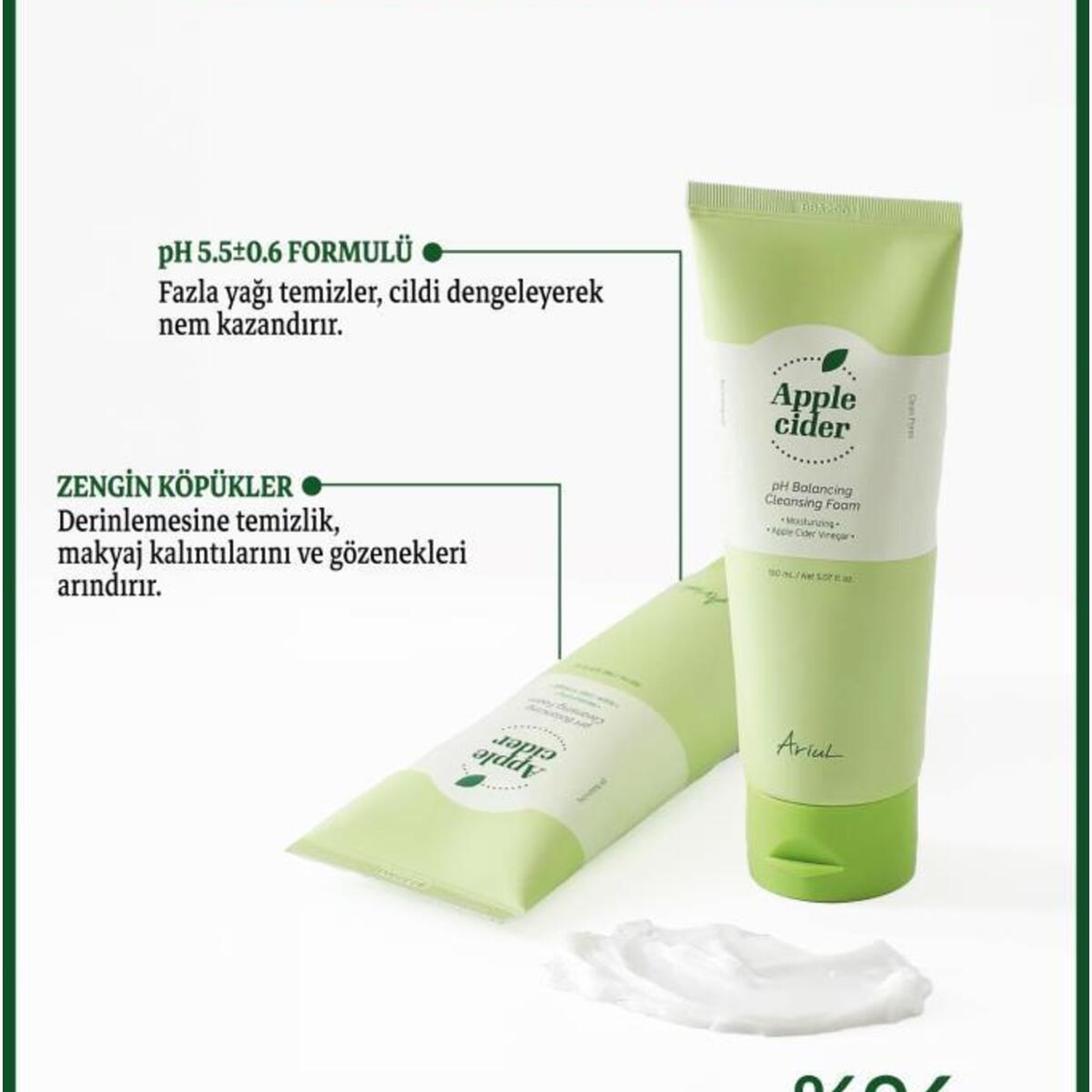 Ariul Apple Cider pH Balancing Cleansing Foam 150 ml - Gözenek Arındırıcı Elma Sirkeli Nazik Köpük Temizleyici