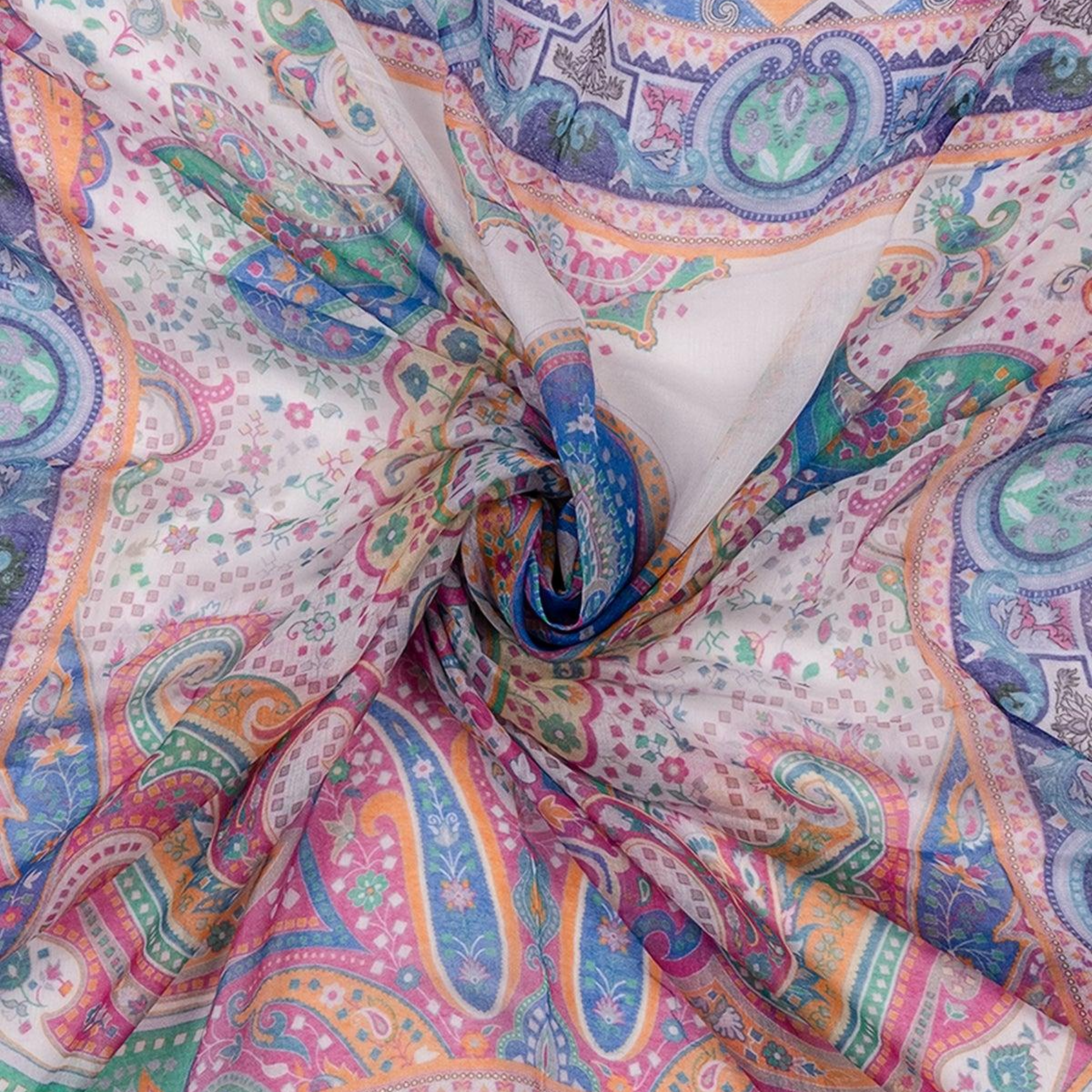 Mor Jas İpekli Baskılı Pareo Kare Şal 180x180 cm