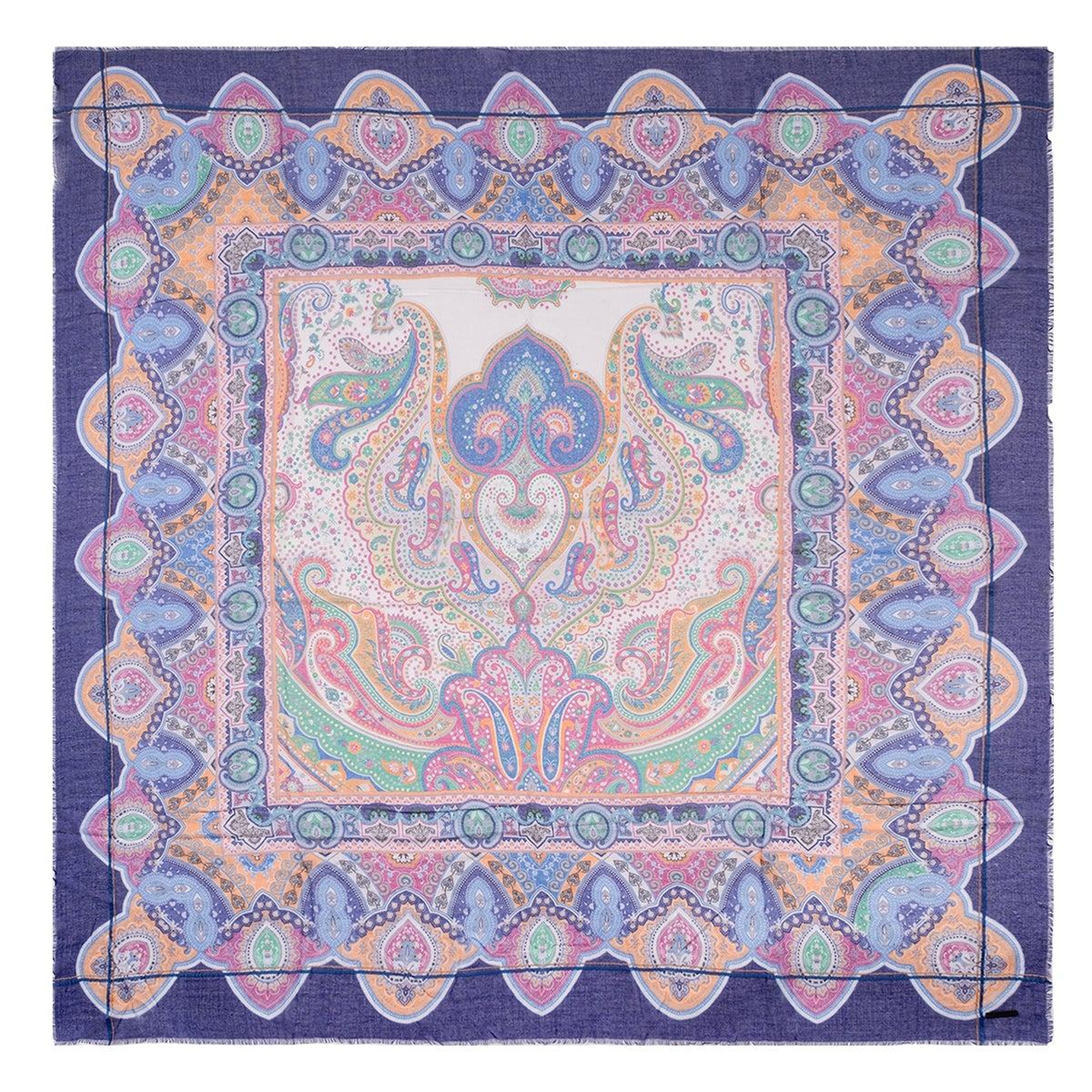 Mor Jas İpekli Baskılı Pareo Kare Şal 180x180 cm