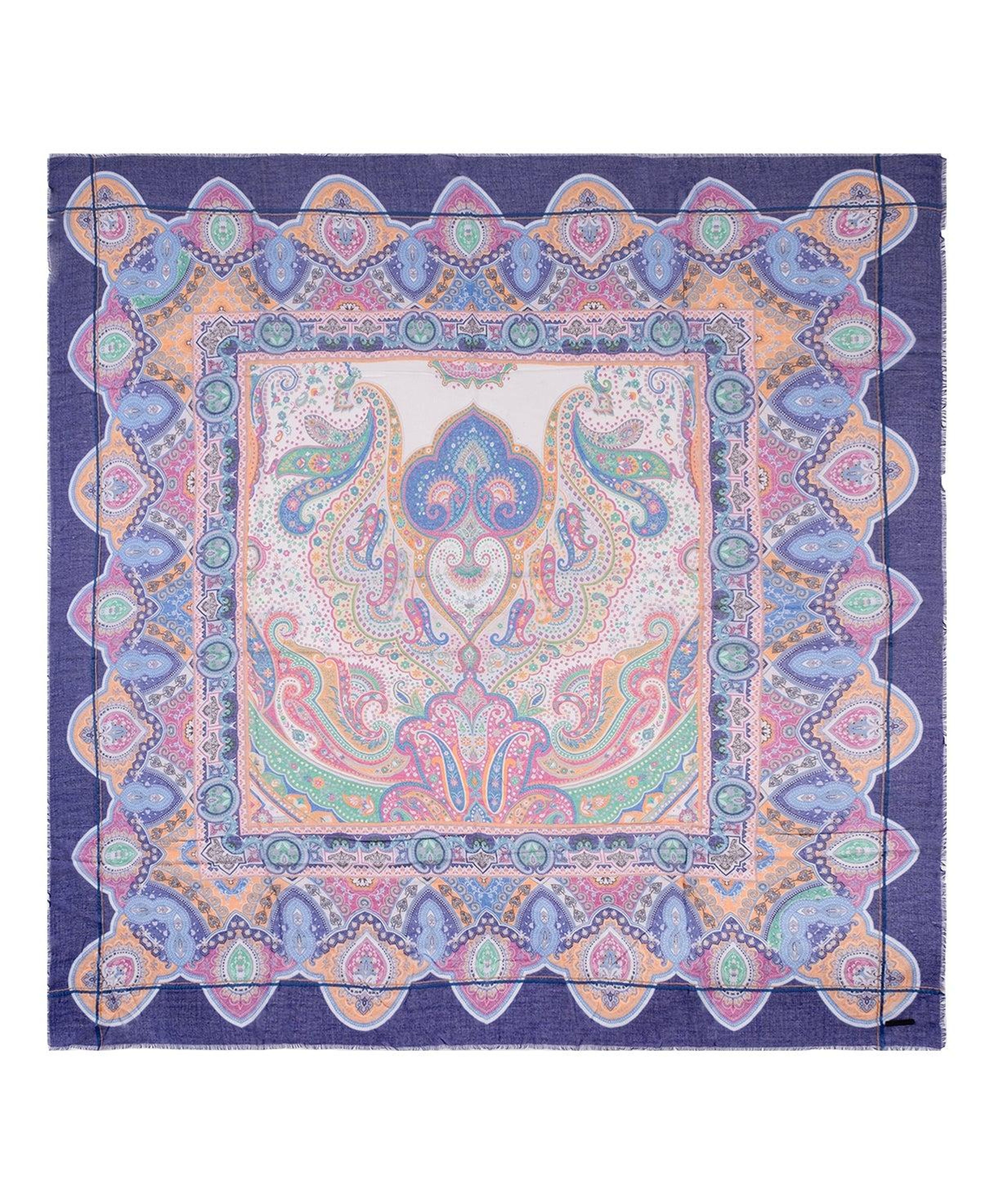 Mor Jas İpekli Baskılı Pareo Kare Şal 180x180 cm