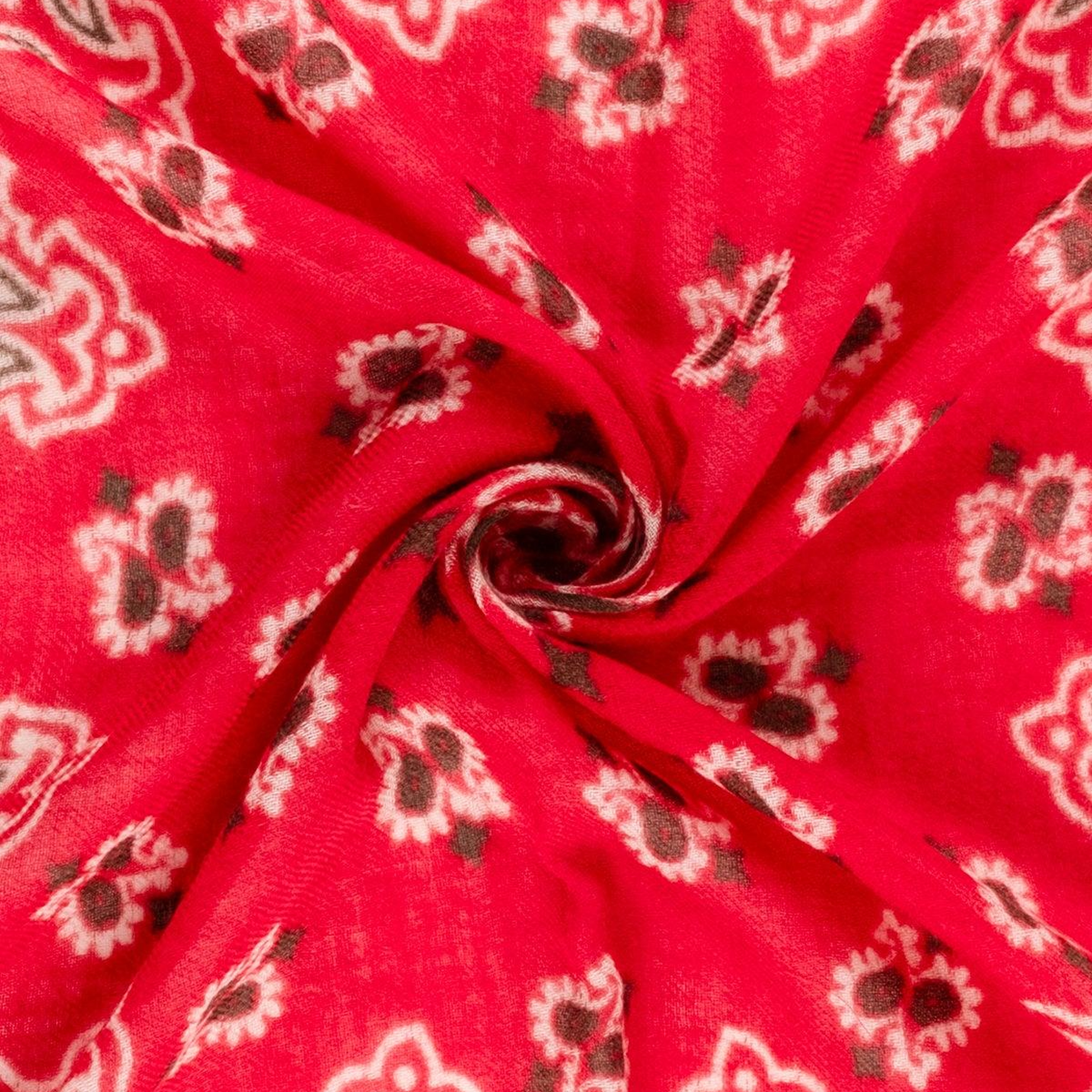 Kırmızı Jas Baskılı Bandana 70x70 cm