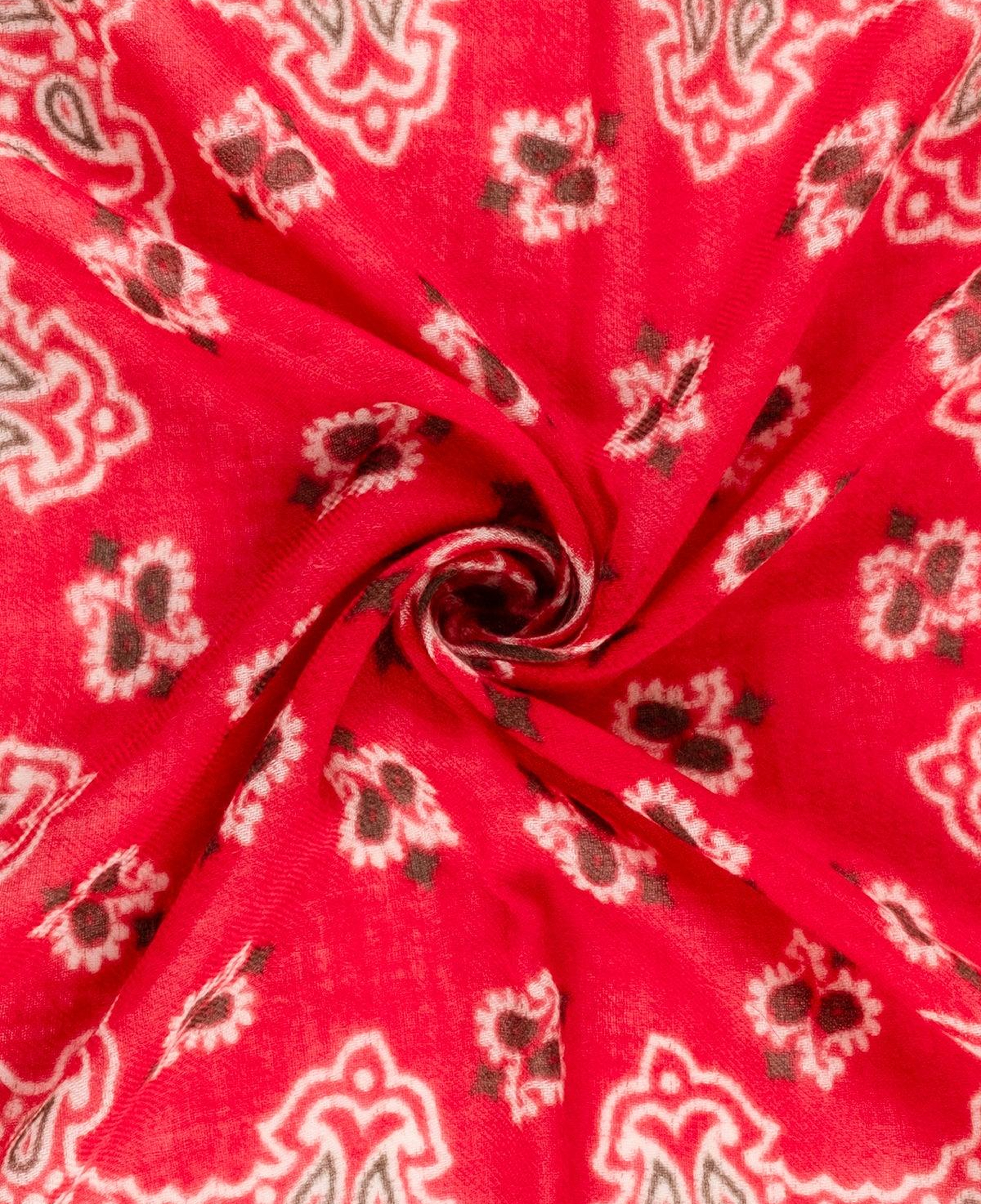 Kırmızı Jas Baskılı Bandana 70x70 cm