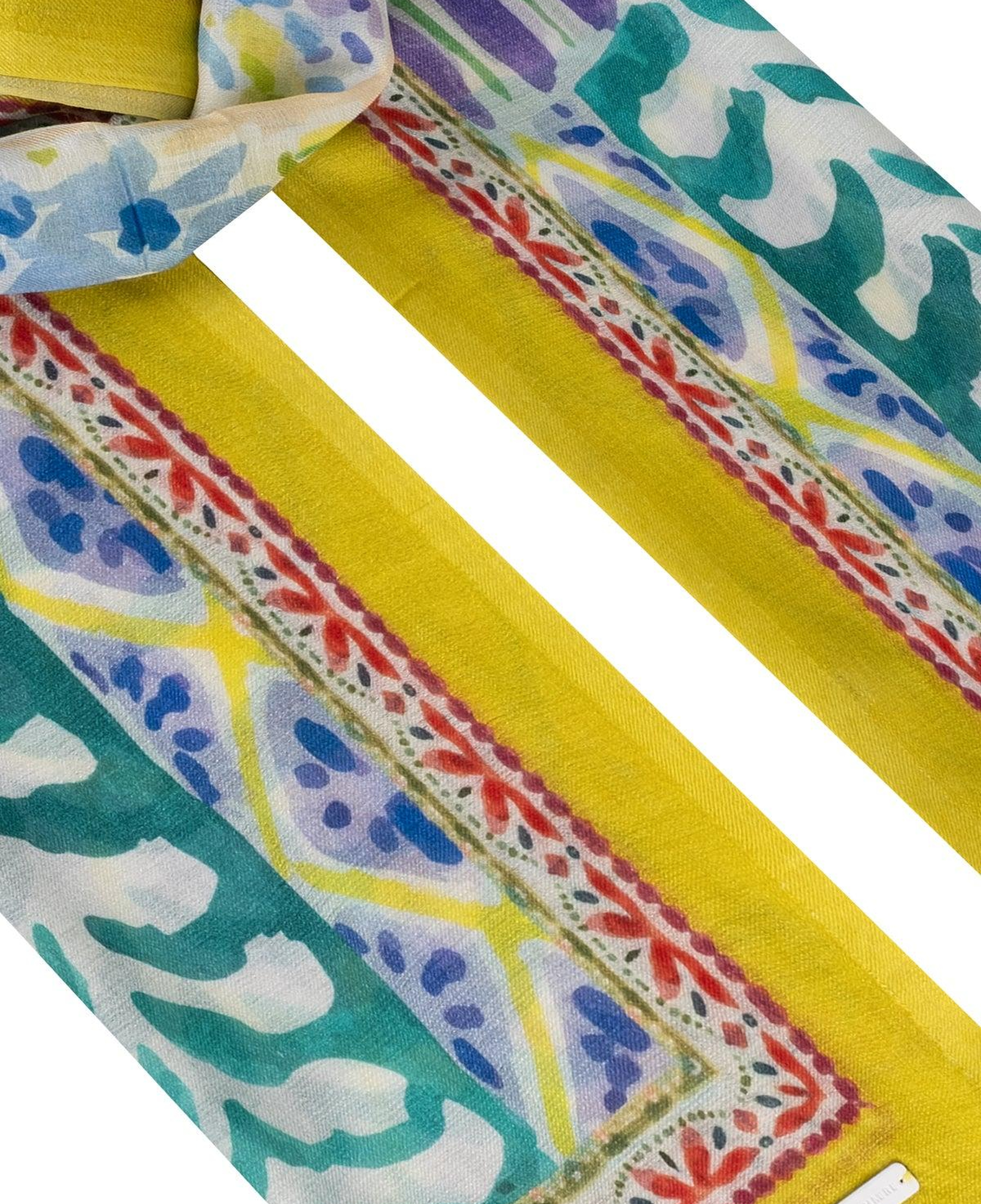 Lacivert Jas İpekli Baskılı Pareo Şal 70x180 cm