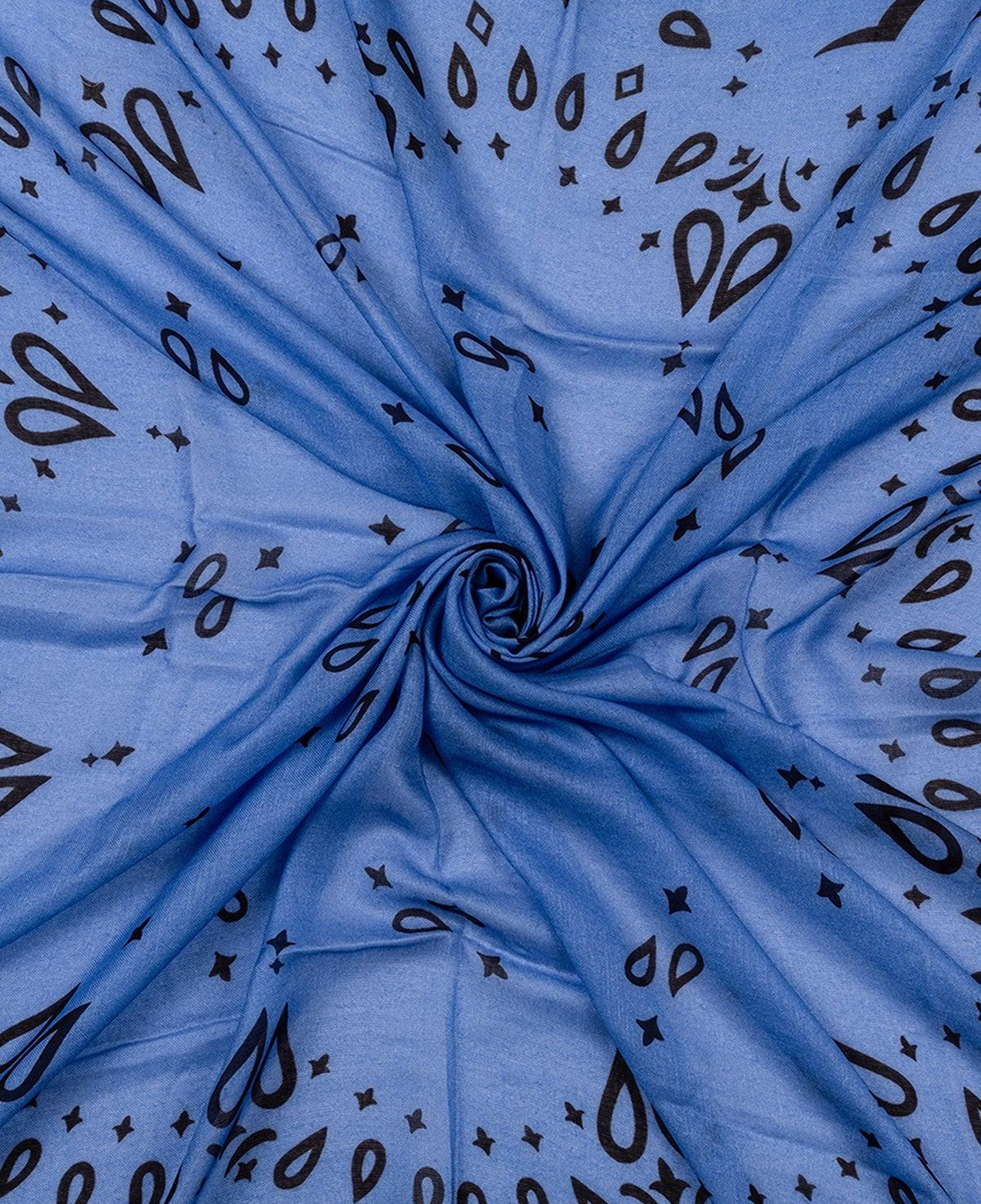 Mavi Jas ipekli Baskılı Pareo Şal 140x140 cm