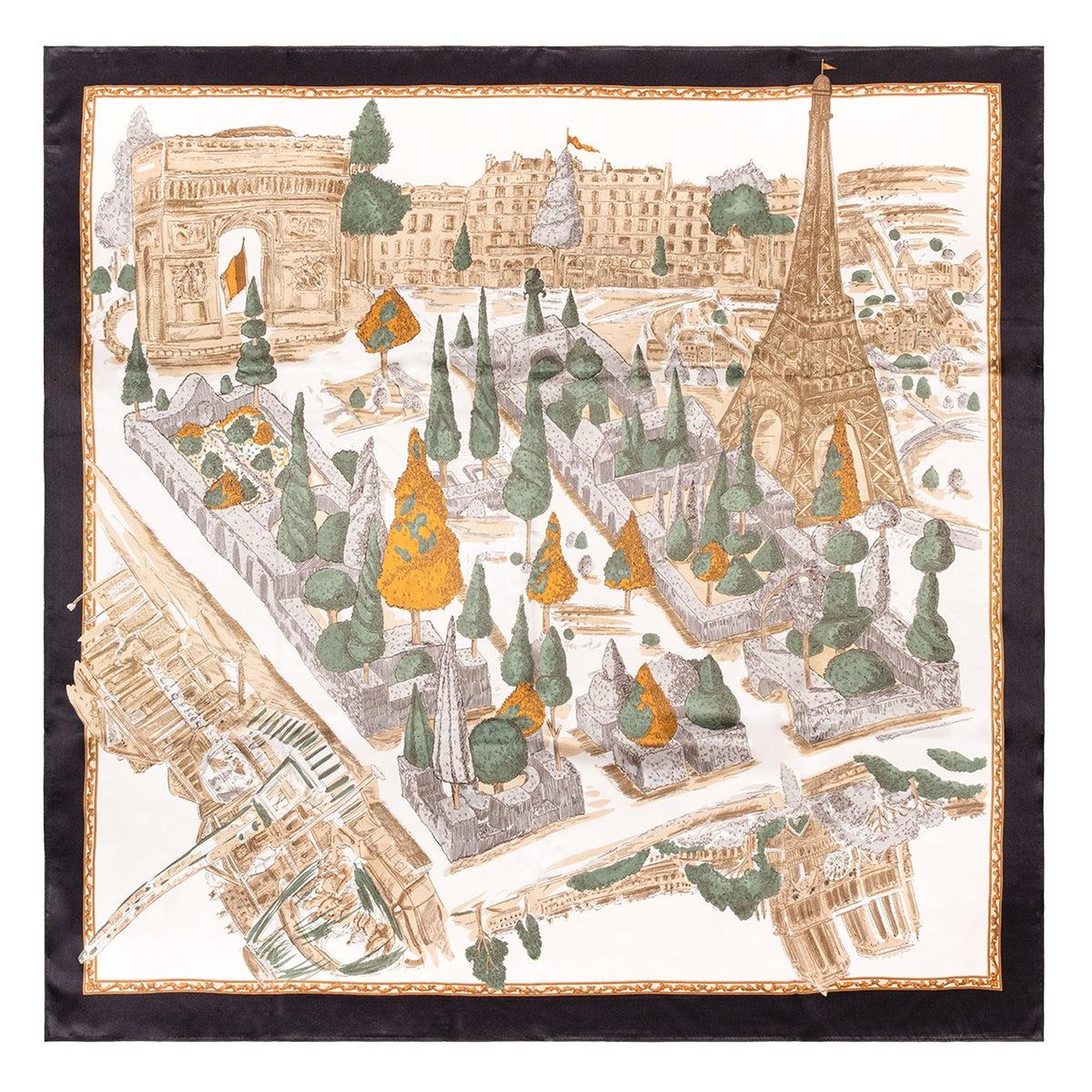 Siyah Lara Saf İpek Kare Eşarp 90x90 cm