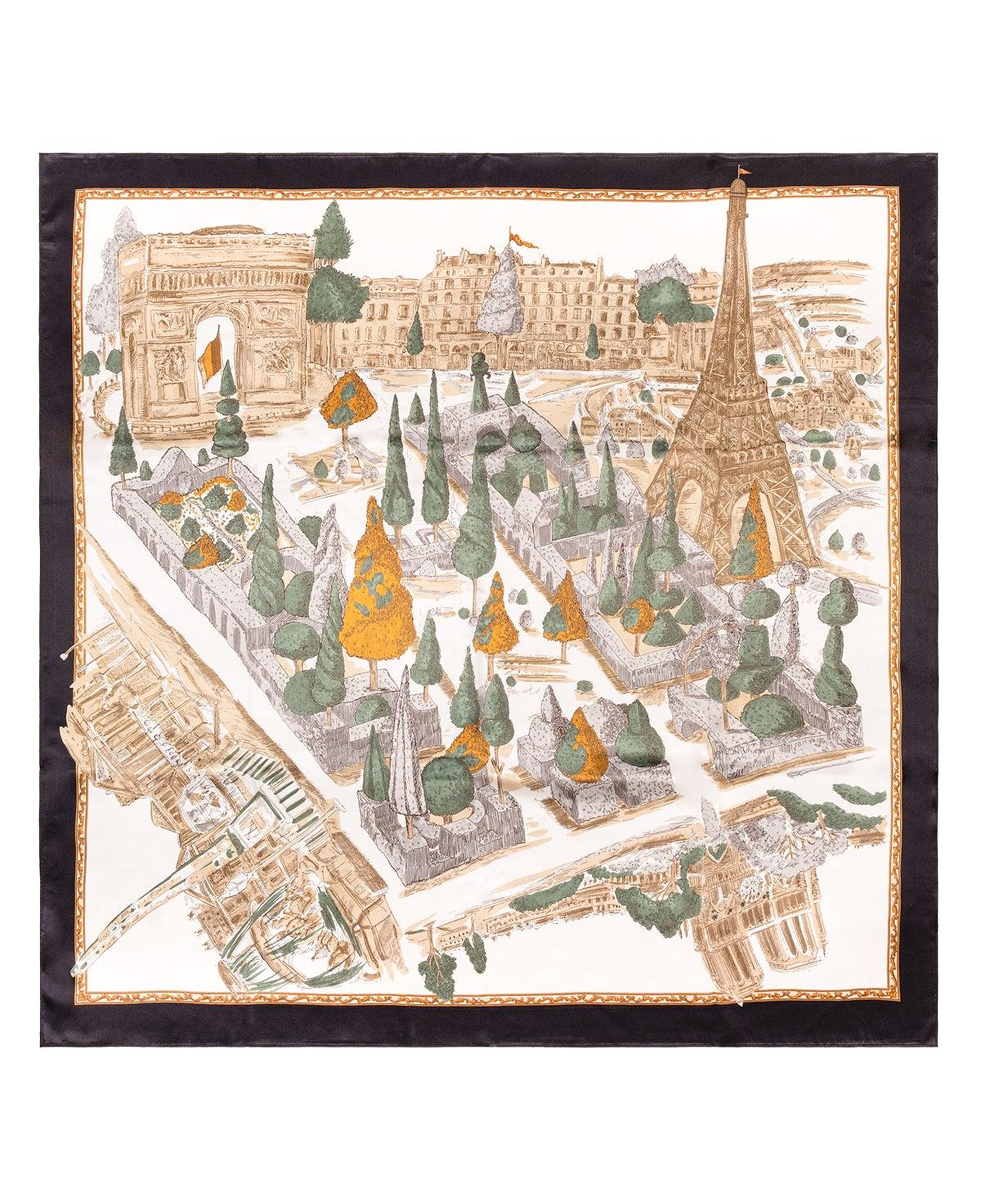 Siyah Lara Saf İpek Kare Eşarp 90x90 cm
